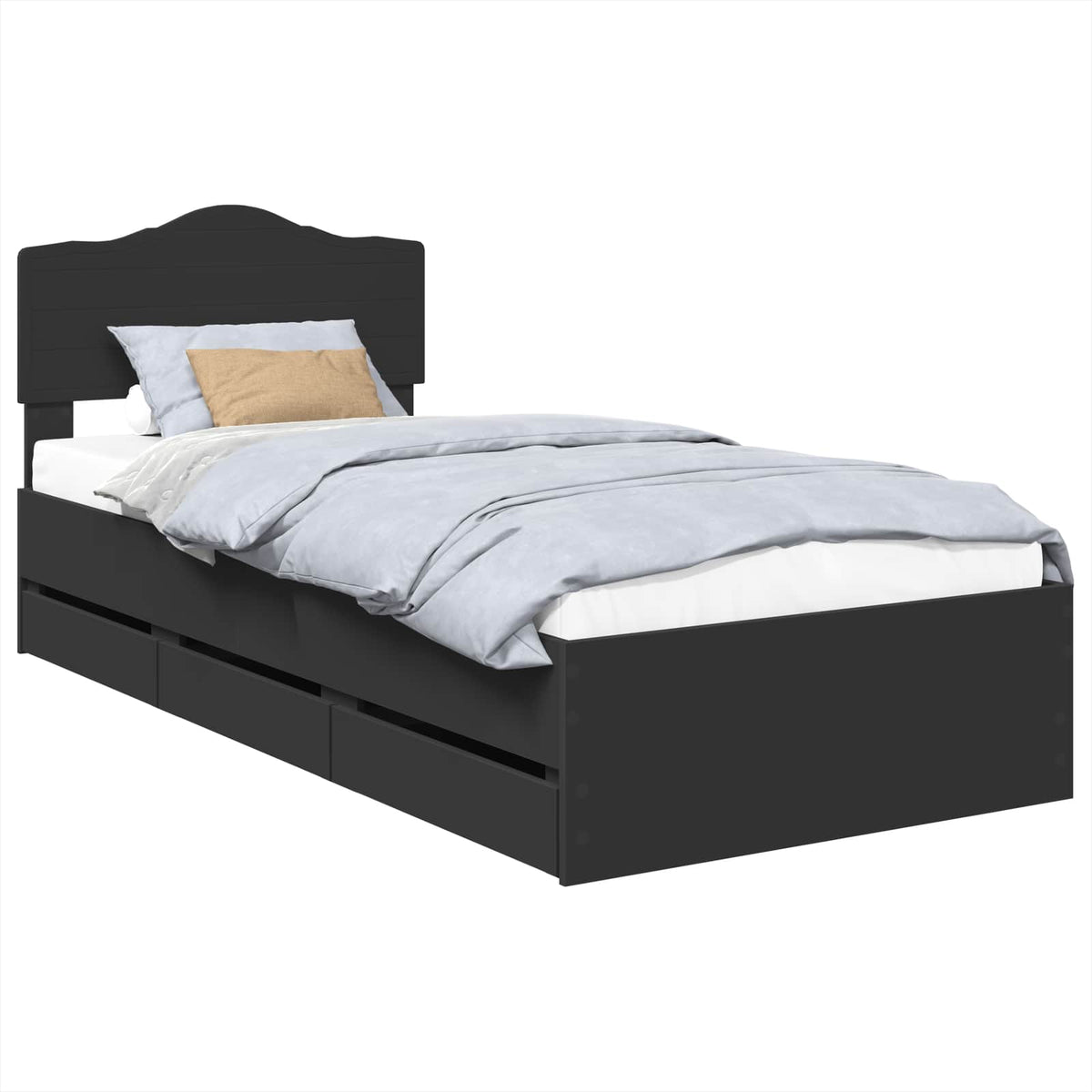 Bed Frame with Drawer Black 90 x 200 cm Engineer Wood