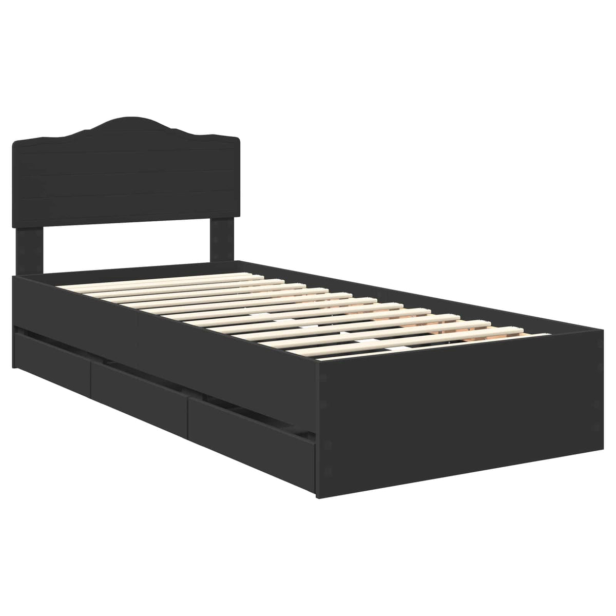 Bed Frame with Drawer Black 90 x 200 cm Engineer Wood