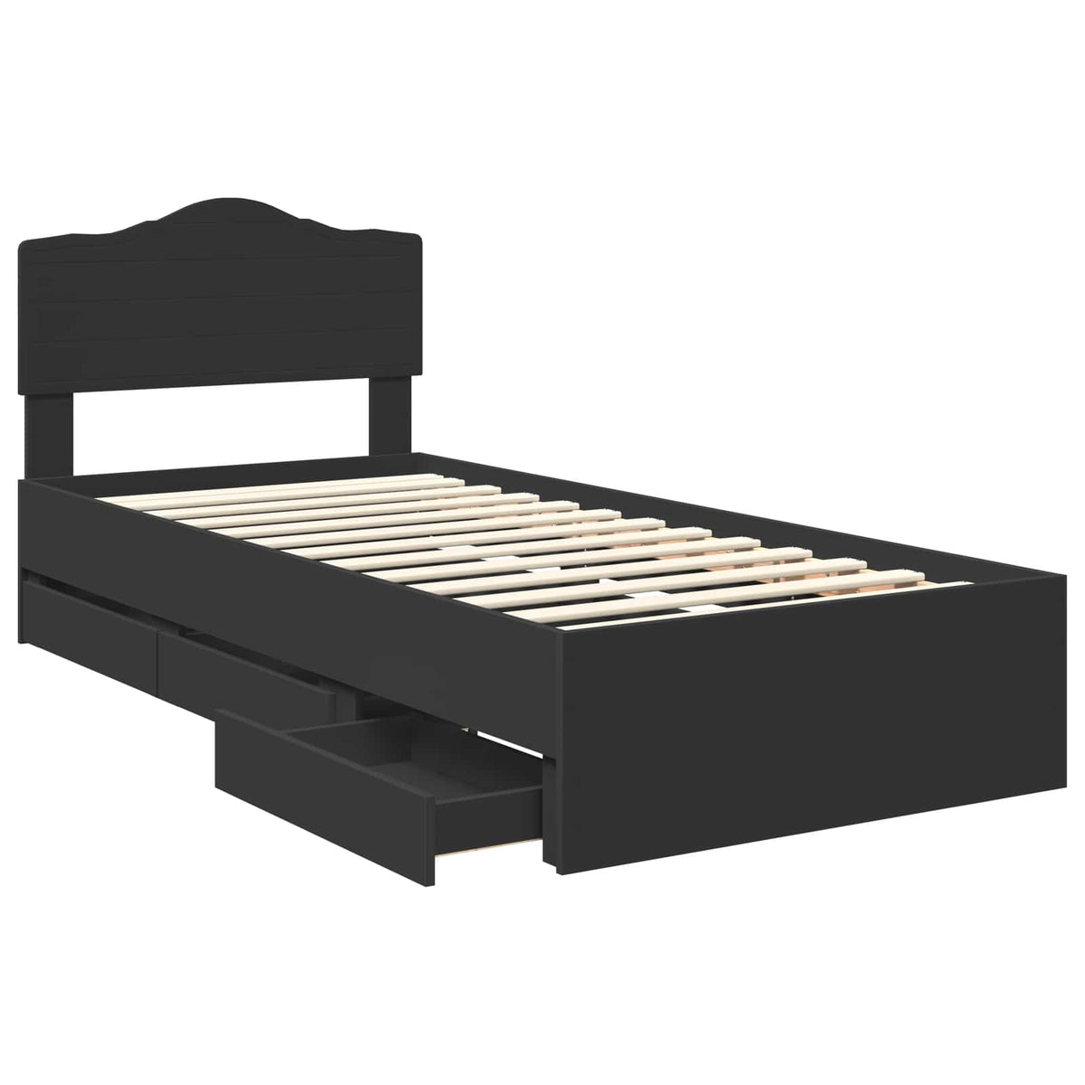 Bed Frame with Drawer Black 90 x 200 cm Engineer Wood
