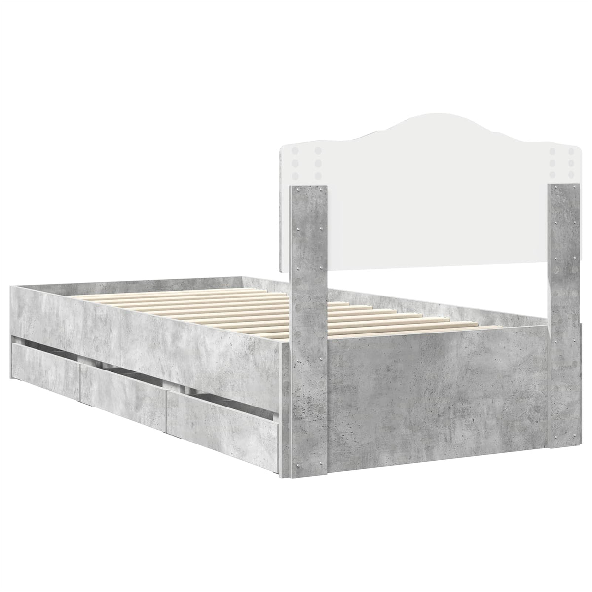 Bed Frame with Drawer Concrete Grey 90 x 200 cm Engineer Wood