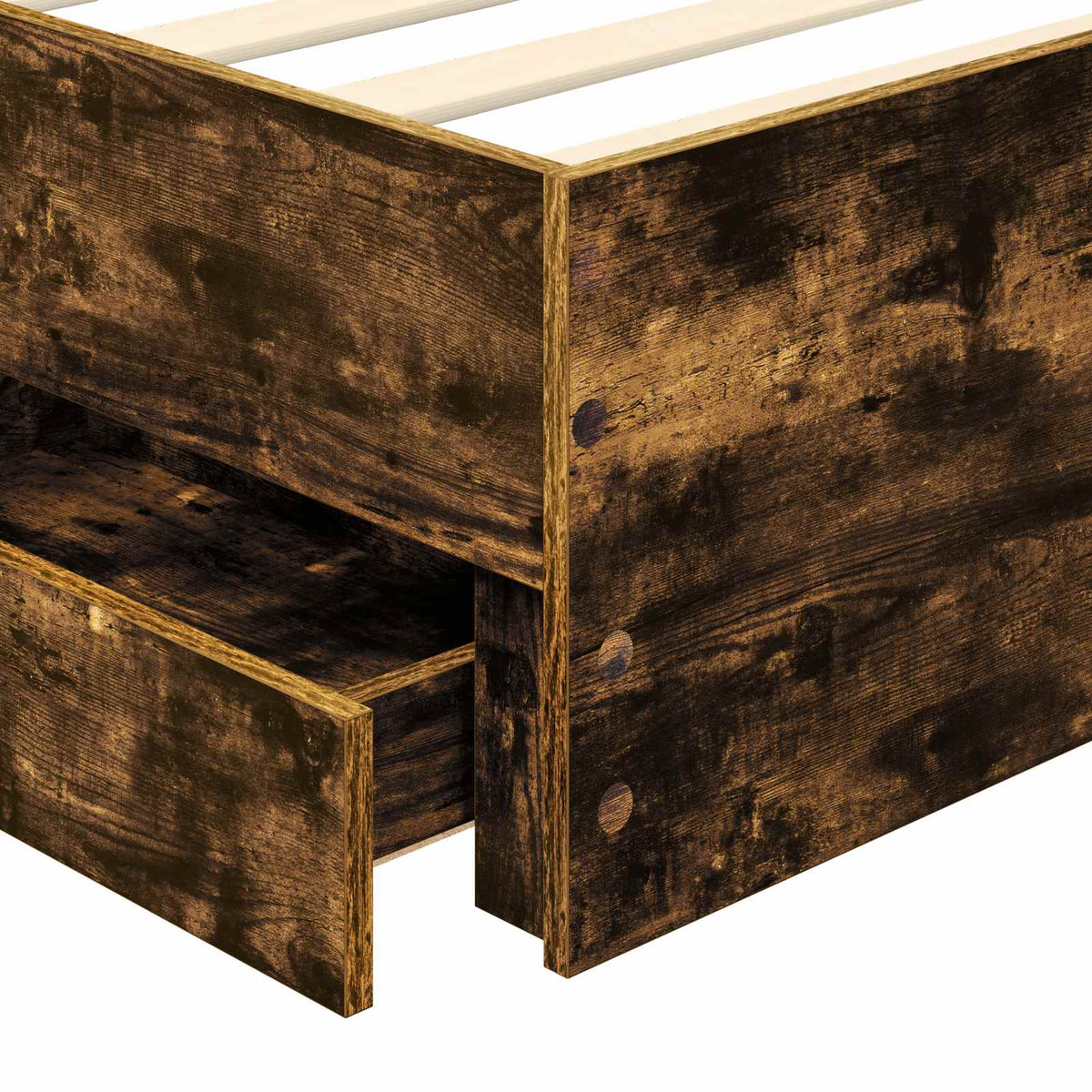 Bed Frame with Drawer Smoked Oak 90 x 200 cm Engineer Wood