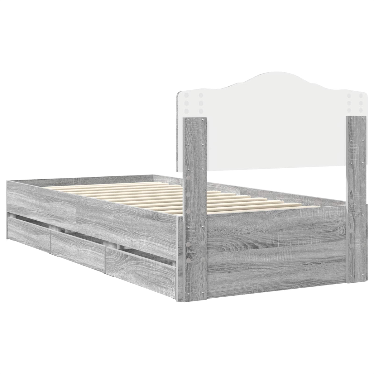 Bed Frame with Drawer Grey Sonoma 90 x 200 cm Engineer Wood