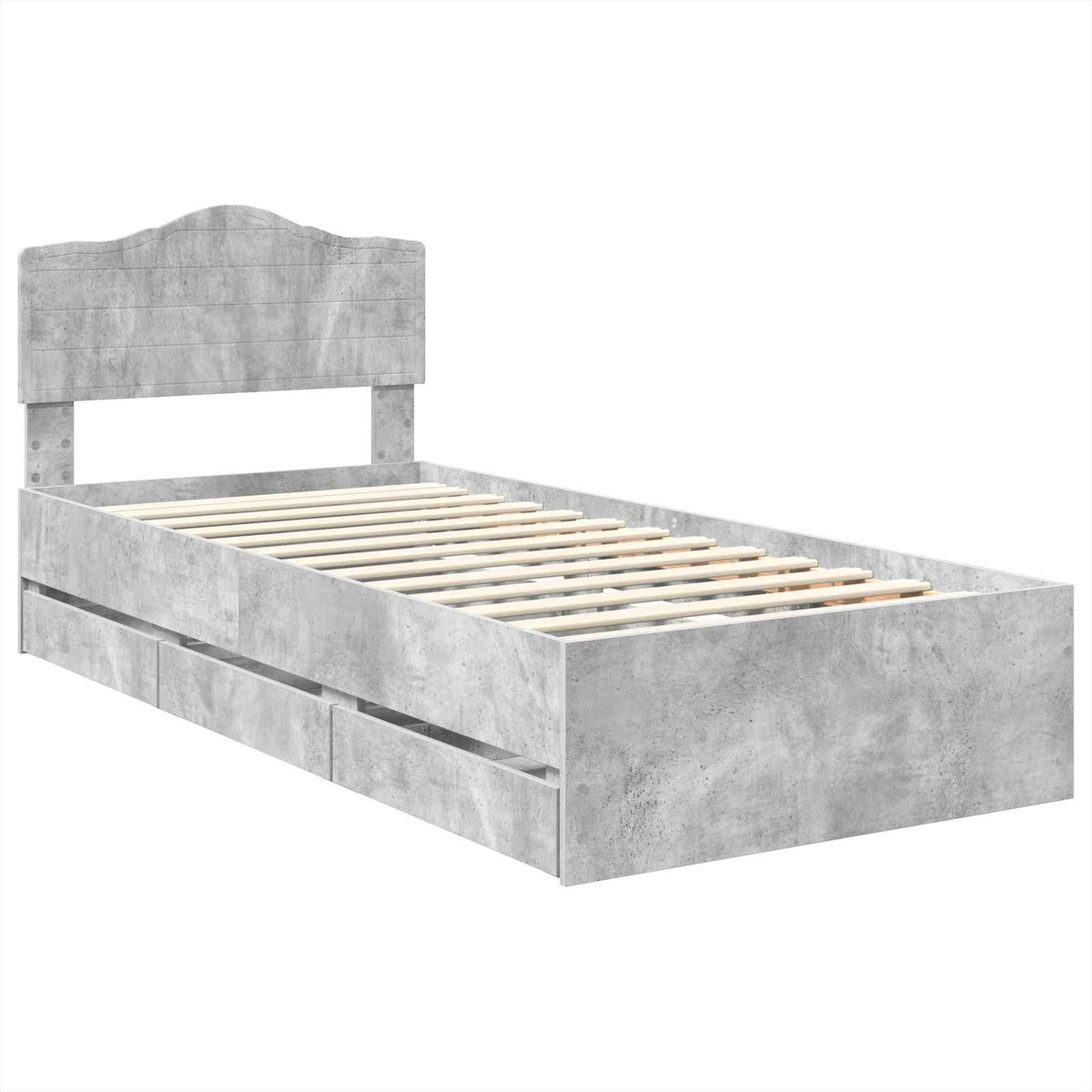 Bed Frame with Drawer Concrete Grey 90 x 190 cm Engineer Wood