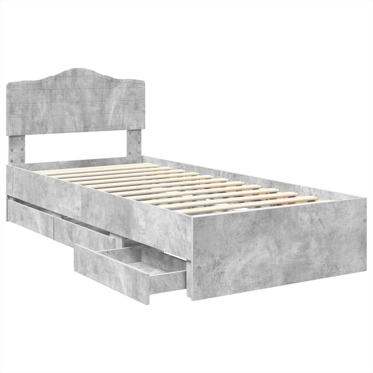 Bed Frame with Drawer Concrete Grey 90 x 190 cm Engineer Wood