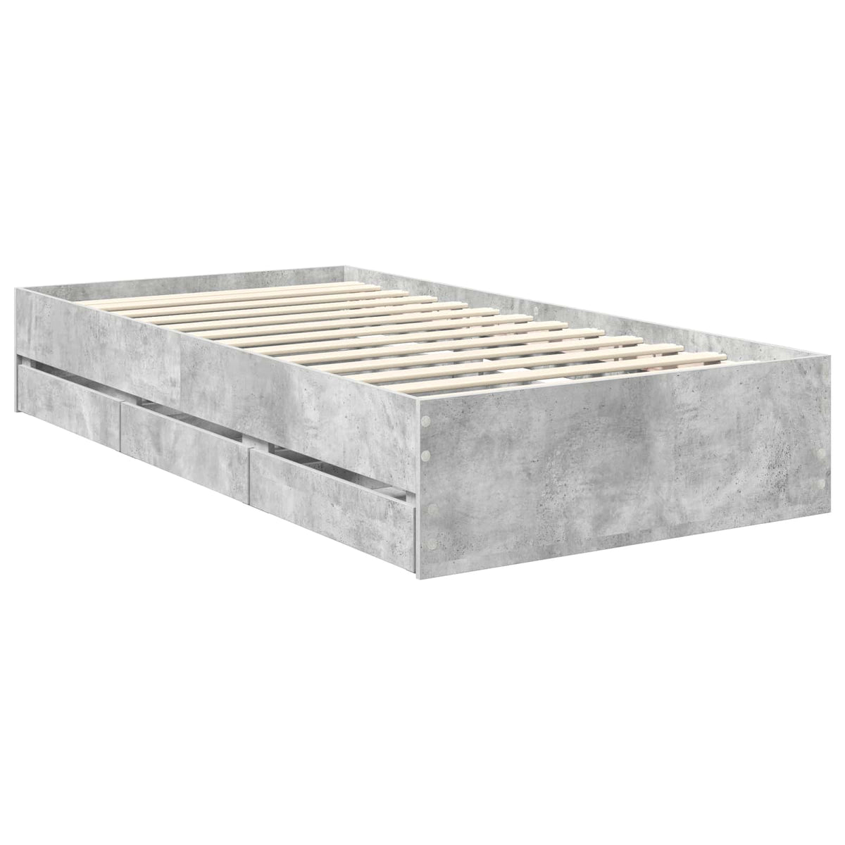 Bed Frame with Drawer Concrete Grey 90 x 190 cm Engineer Wood