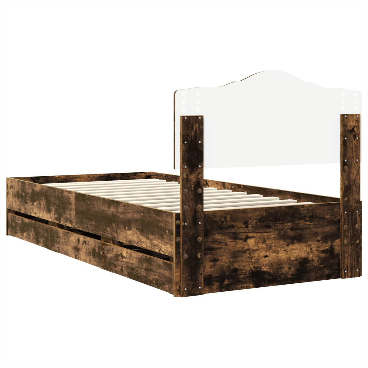 Bed Frame with Drawer Smoked Oak 90 x 190 cm Engineer Wood