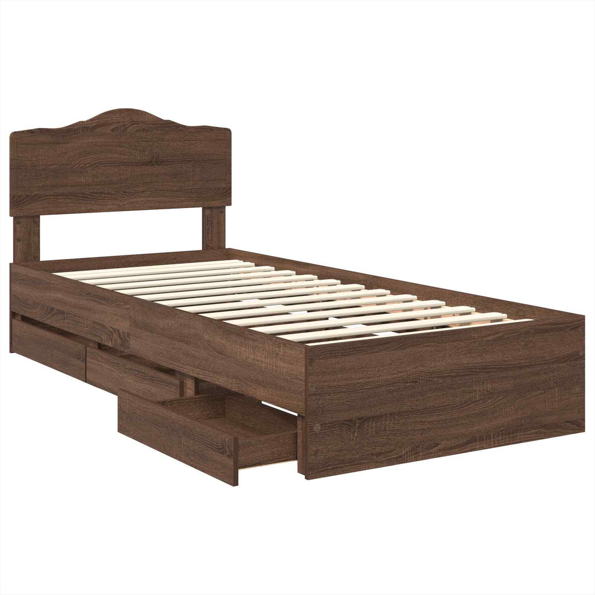 Bed Frame with Drawer Brown Oak 90 x 190 cm Engineer Wood