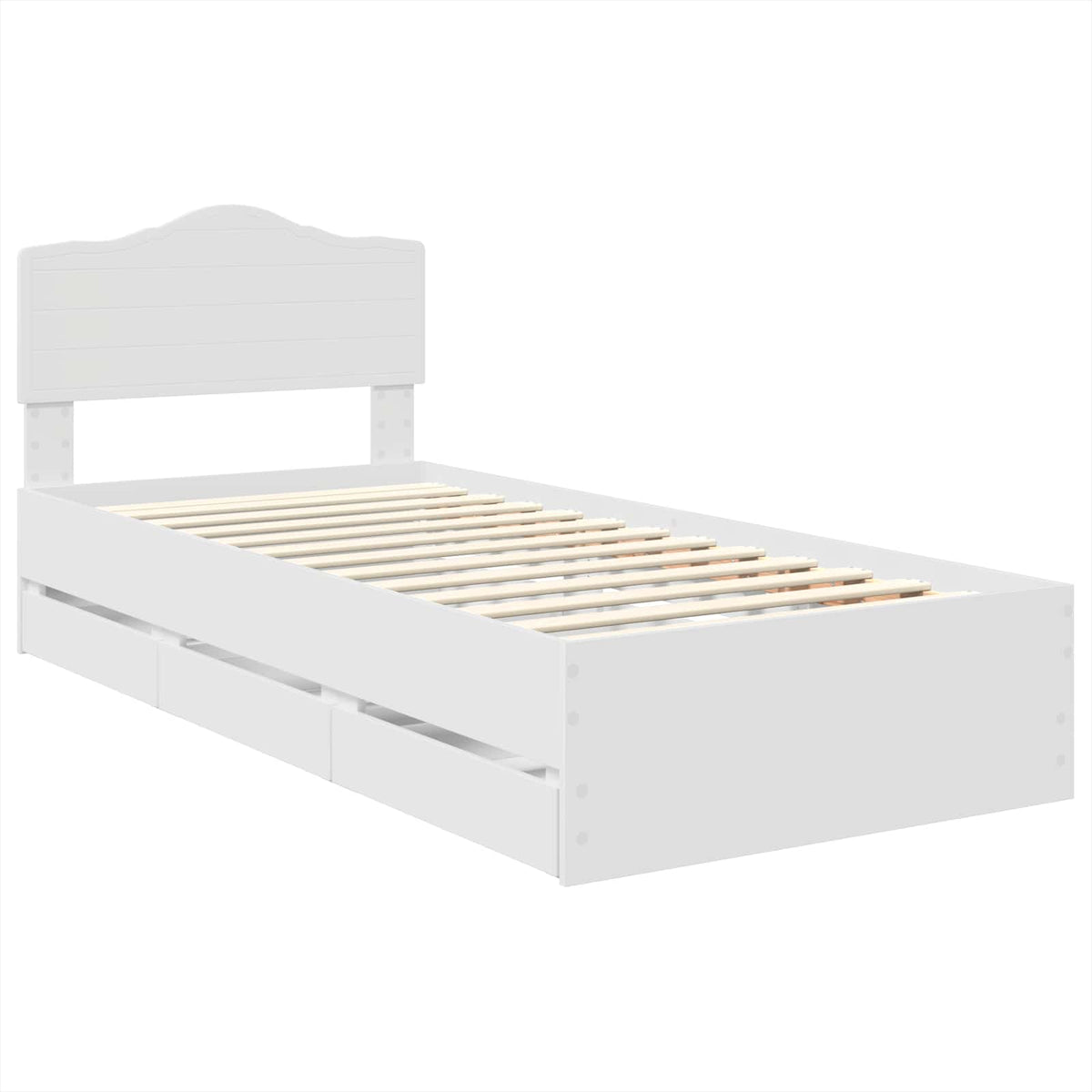 Bed Frame with Drawer White 75 x 190 cm Engineer Wood