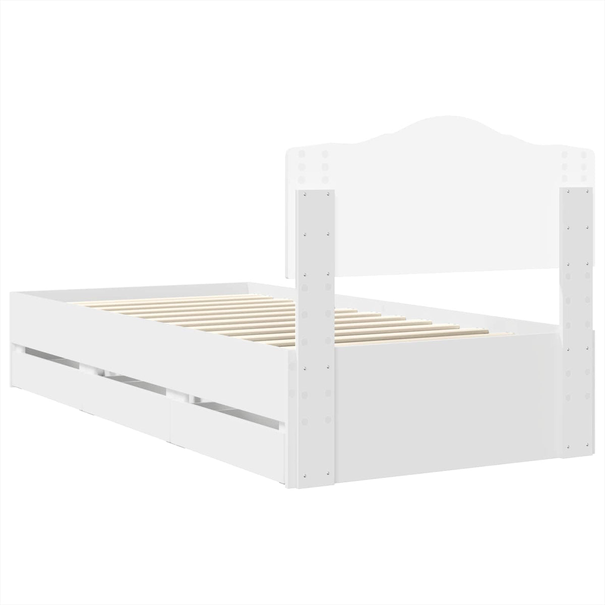 Bed Frame with Drawer White 75 x 190 cm Engineer Wood