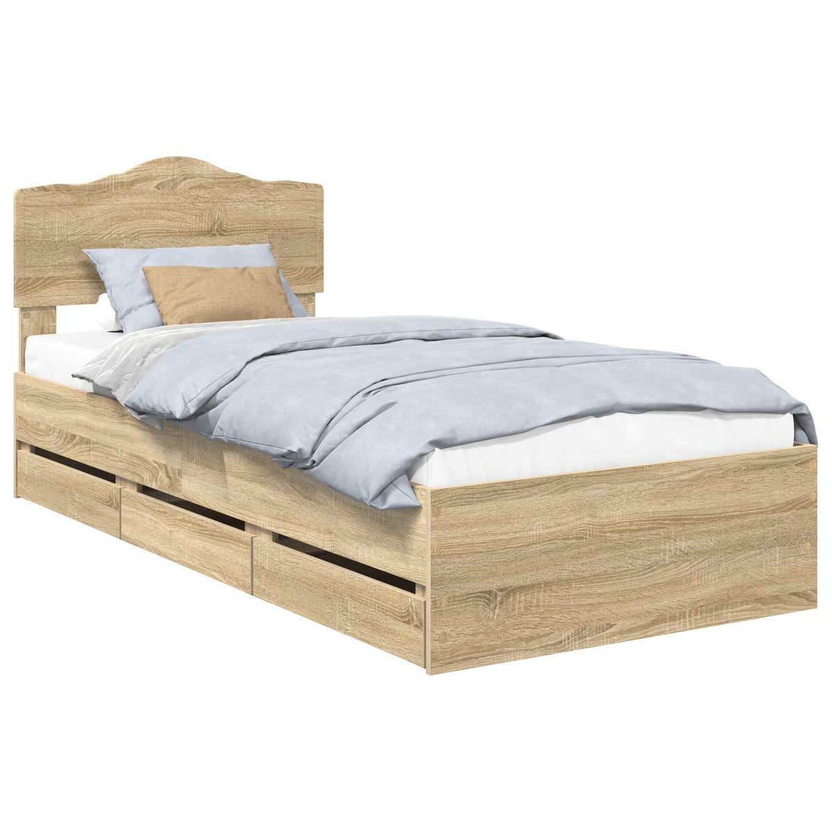 Bed Frame with Drawer Sonoma Oak 75 x 190 cm Engineer Wood