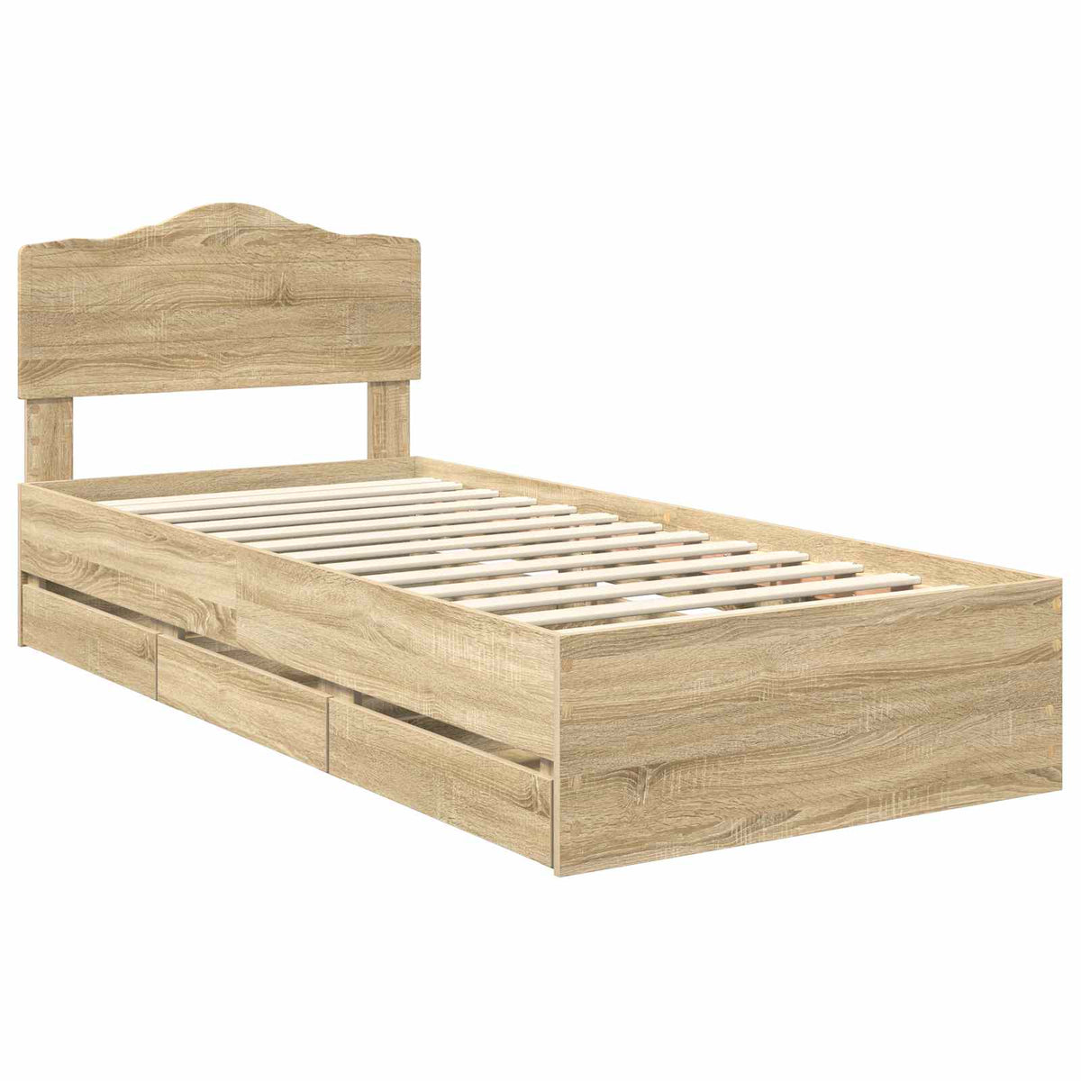 Bed Frame with Drawer Sonoma Oak 75 x 190 cm Engineer Wood