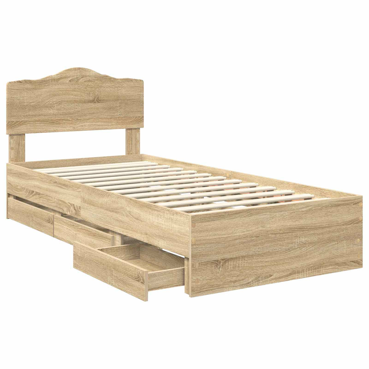 Bed Frame with Drawer Sonoma Oak 75 x 190 cm Engineer Wood