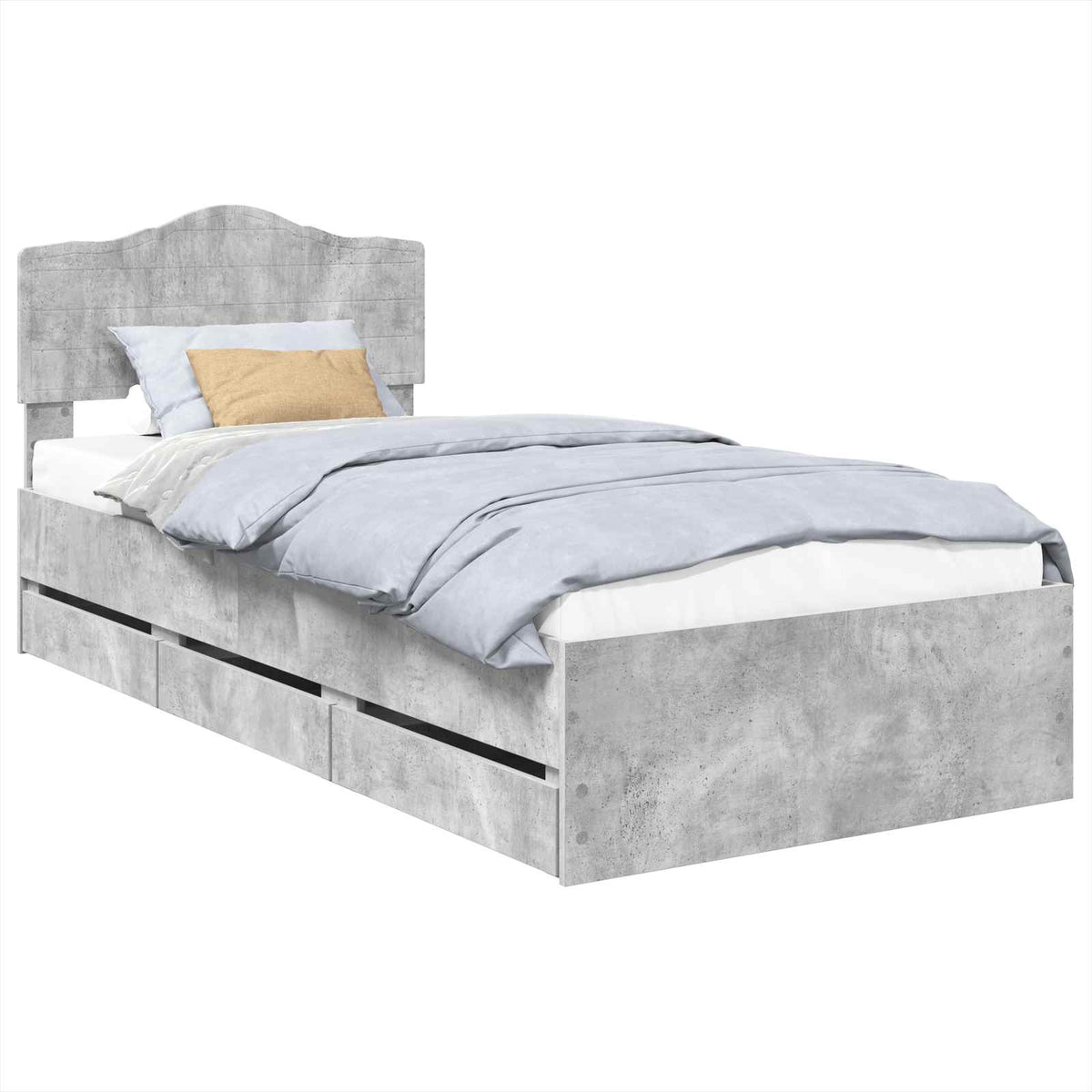 Bed Frame with Drawer Concrete Grey 75 x 190 cm Engineer Wood