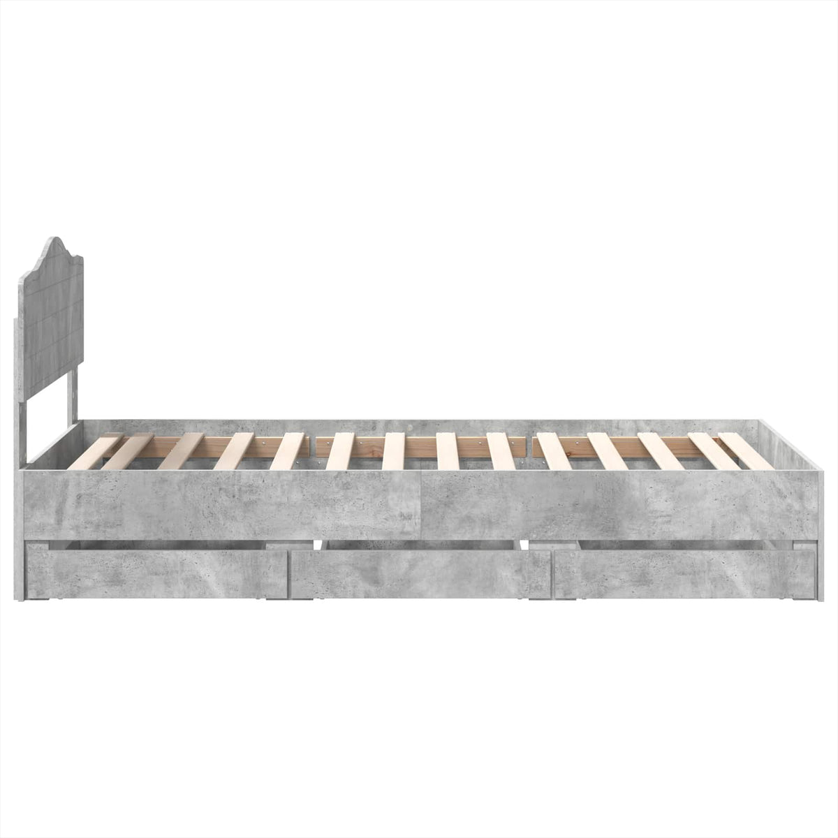 Bed Frame with Drawer Concrete Grey 75 x 190 cm Engineer Wood