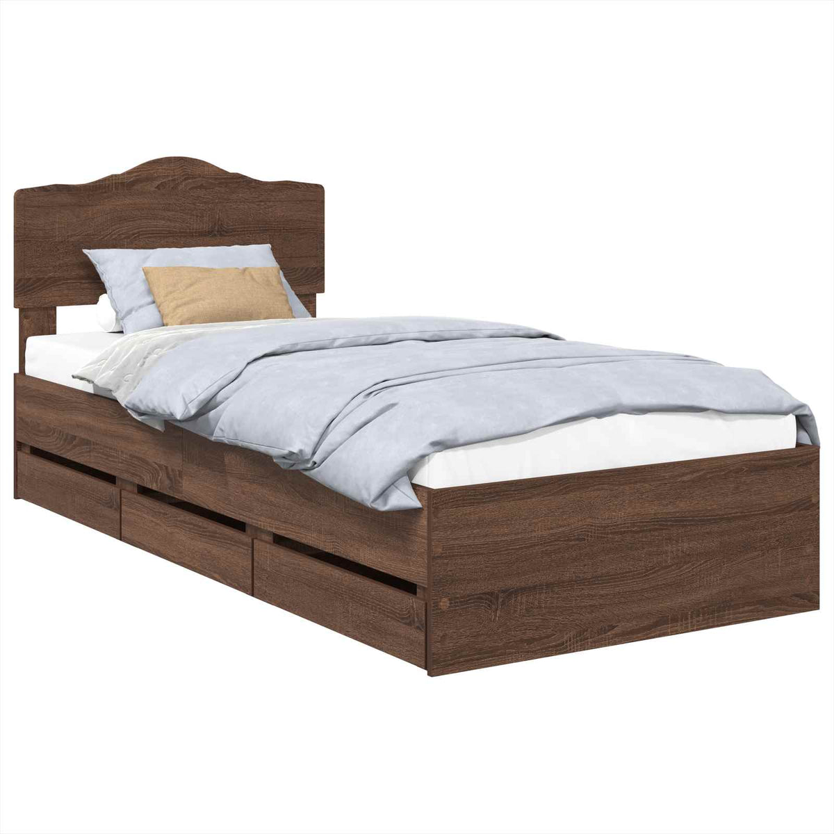 Bed Frame with Drawer Brown Oak 75 x 190 cm Engineer Wood