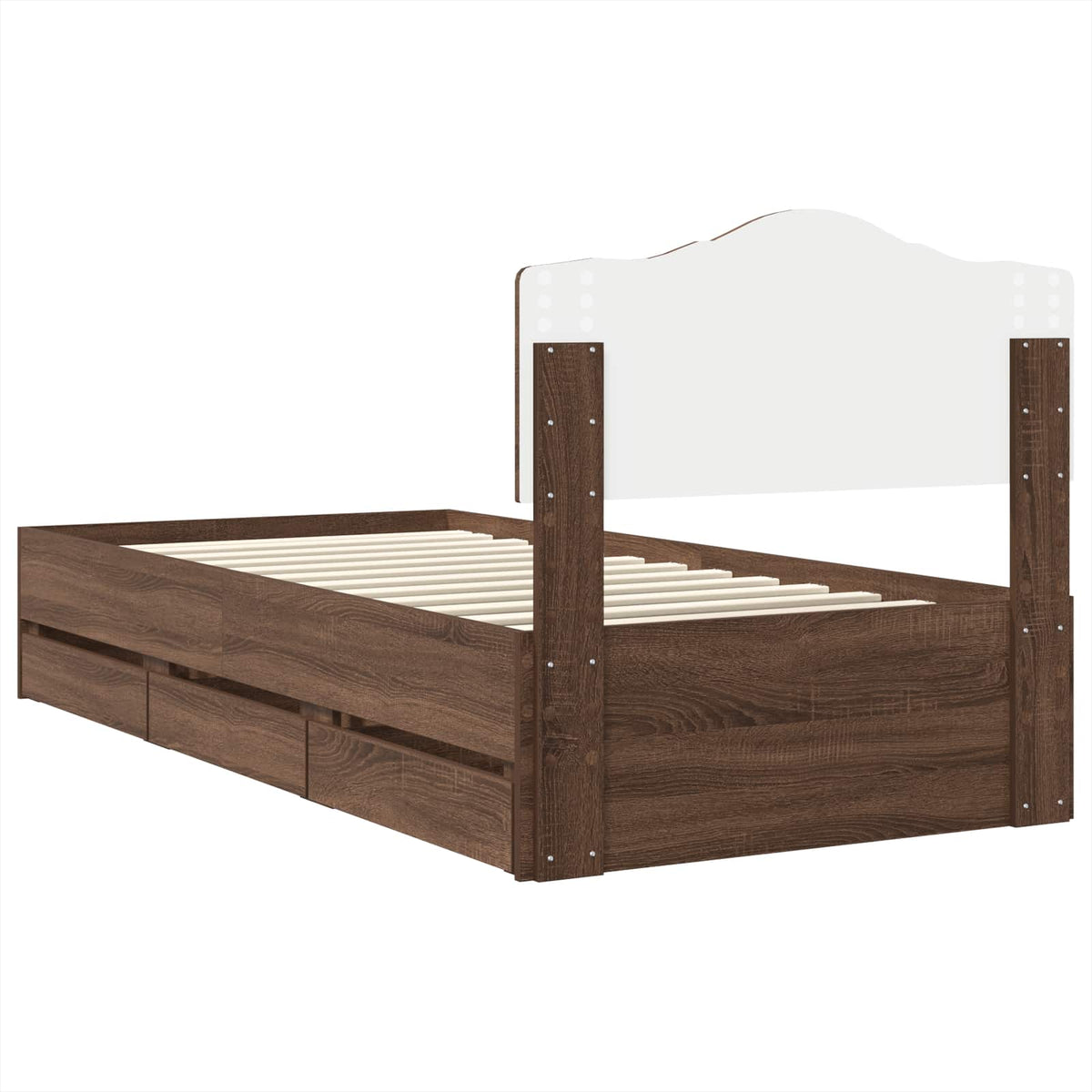 Bed Frame with Drawer Brown Oak 75 x 190 cm Engineer Wood
