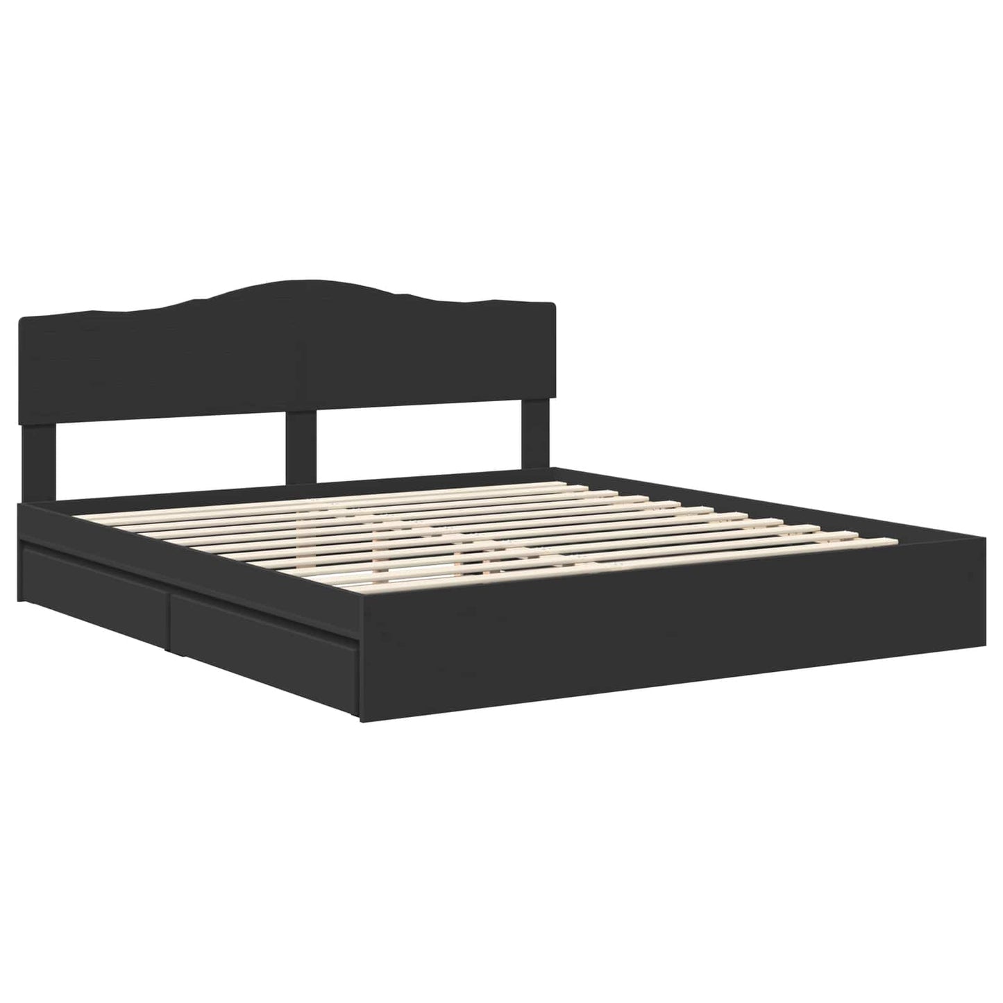 Storage Bed with Headboard Black 200 x 200 cm Engineered Wood