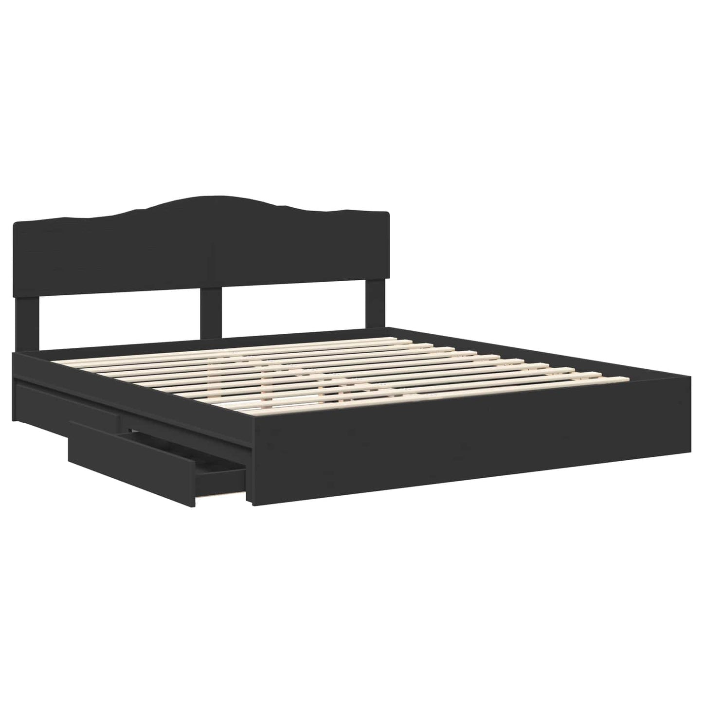 Storage Bed with Headboard Black 200 x 200 cm Engineered Wood