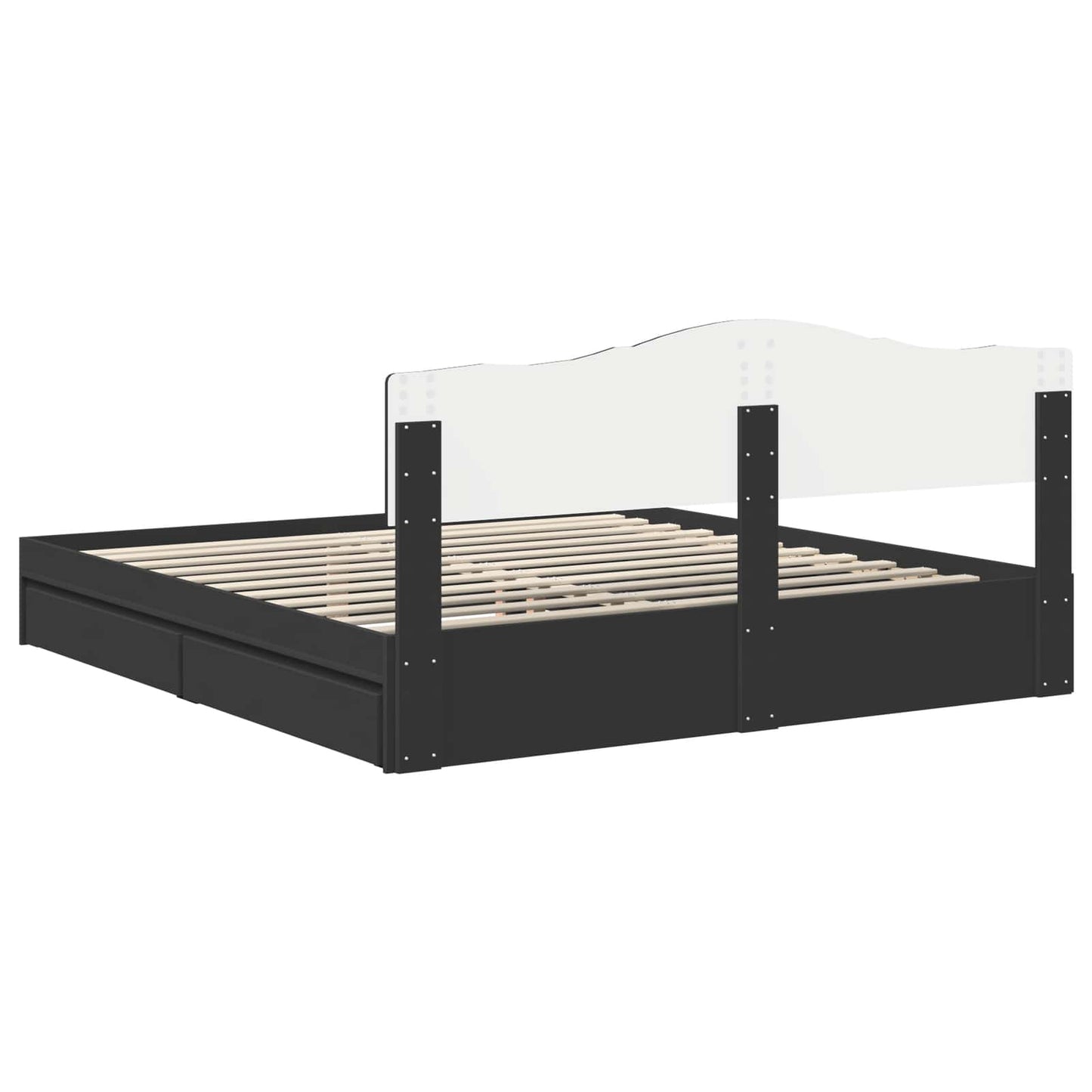 Storage Bed with Headboard Black 200 x 200 cm Engineered Wood