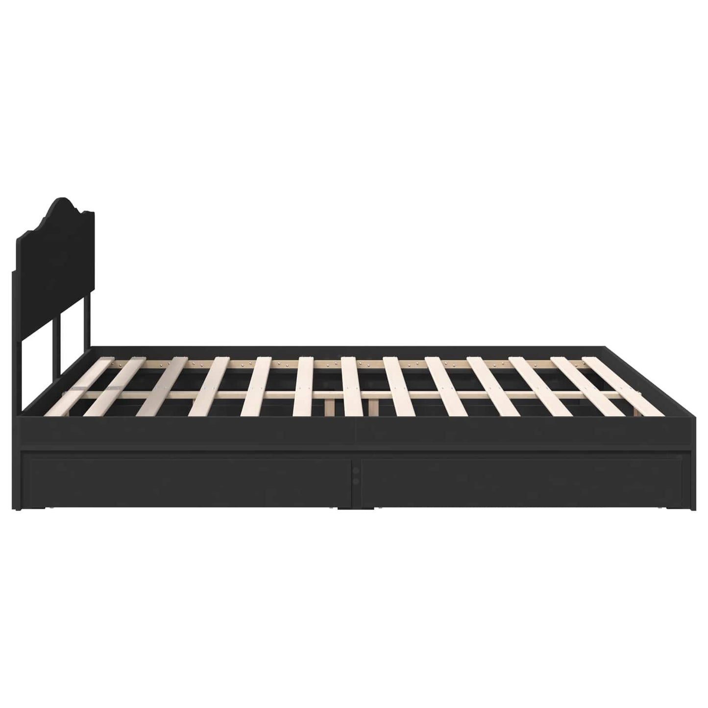 Storage Bed with Headboard Black 200 x 200 cm Engineered Wood