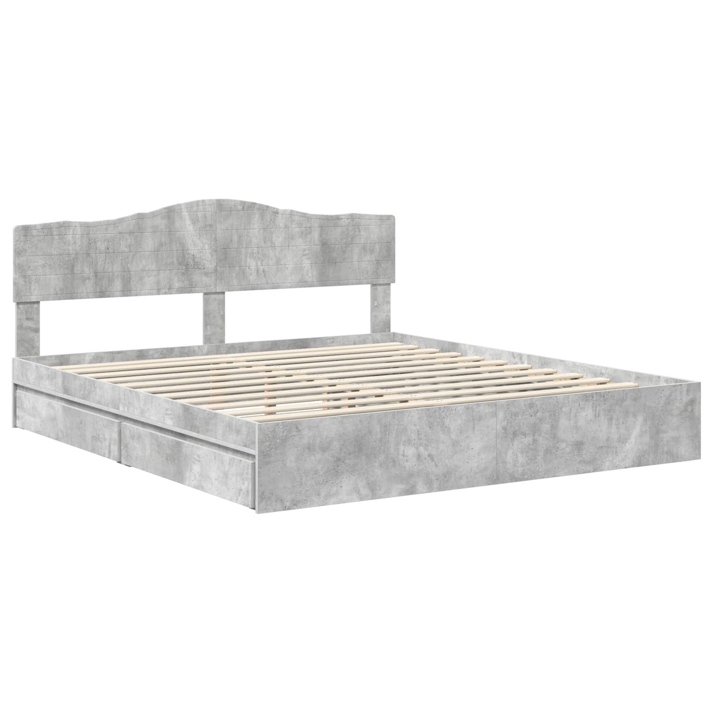 Storage Bed Concrete Grey 200 x 200 cm Engineered Wood