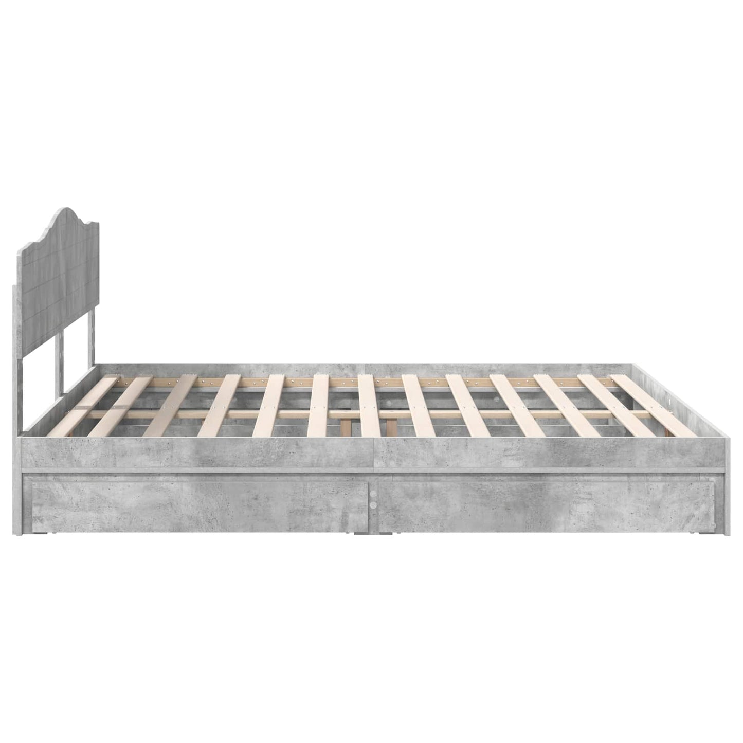 Storage Bed Concrete Grey 200 x 200 cm Engineered Wood