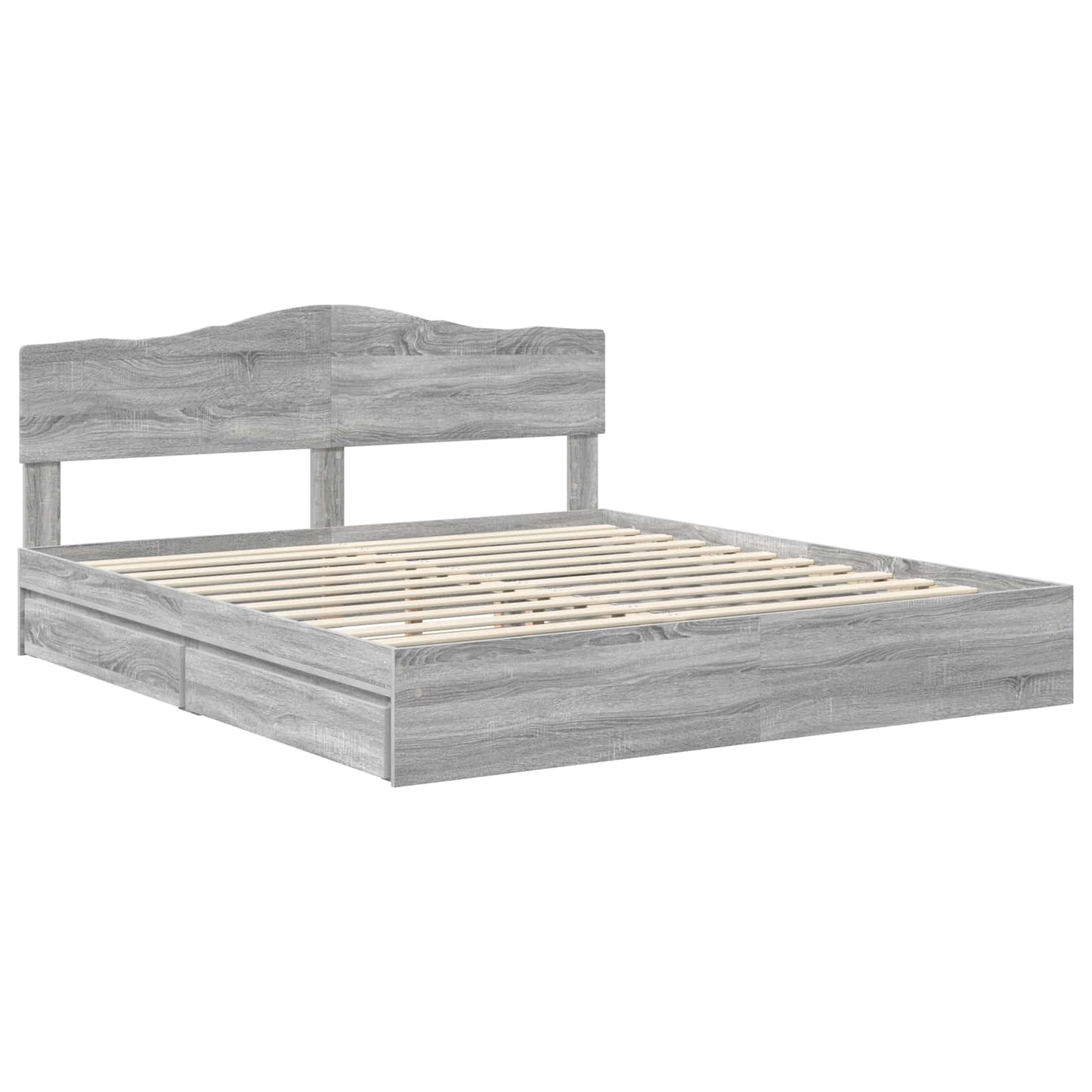 Storage Bed Grey Sonoma 200 x 200 cm Engineered Wood
