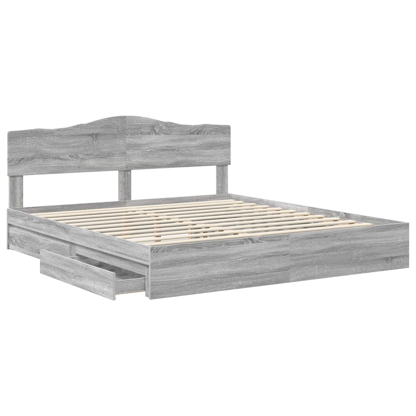 Storage Bed Grey Sonoma 200 x 200 cm Engineered Wood
