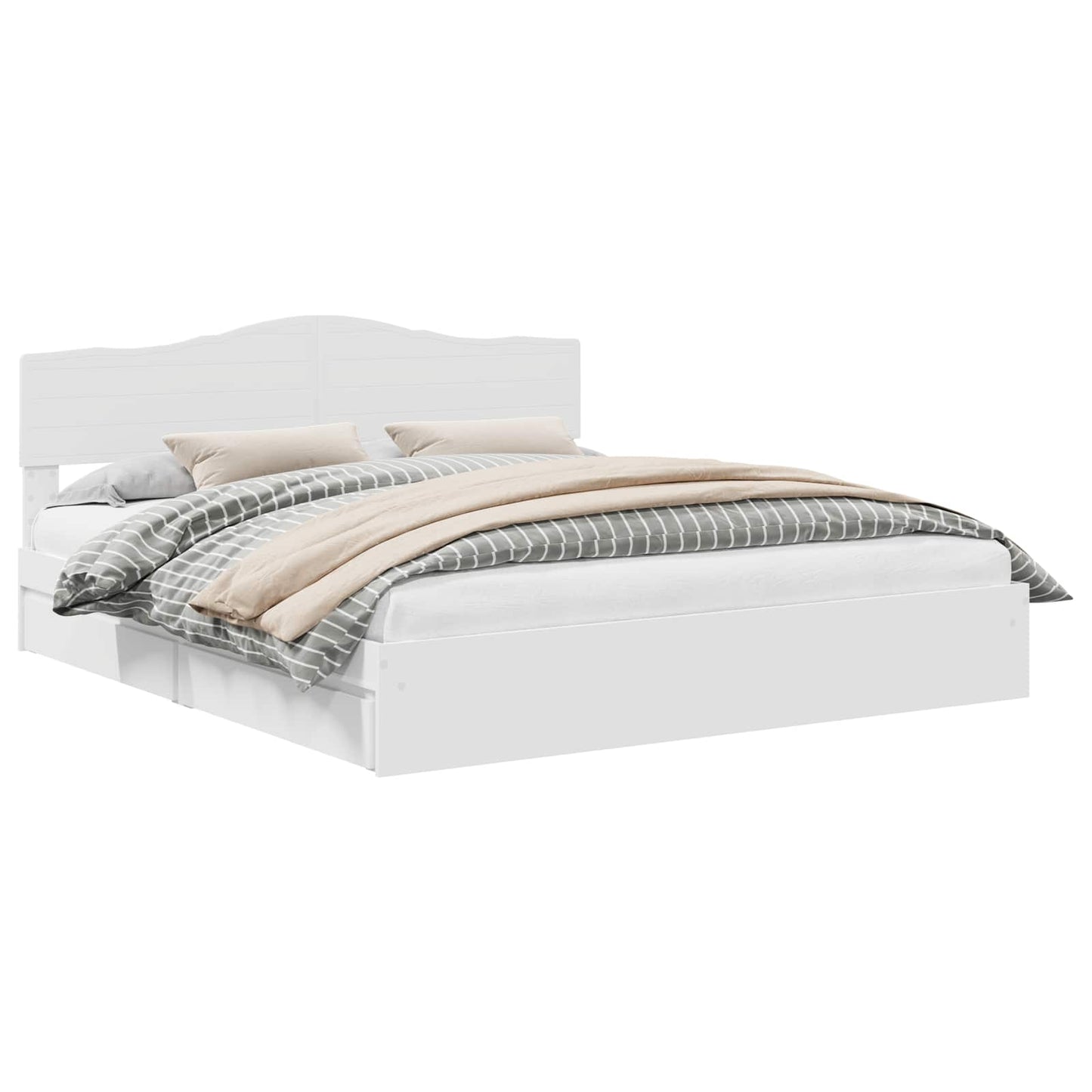 Storage Bed with Headboard White 180 x 200 cm Engineered Wood