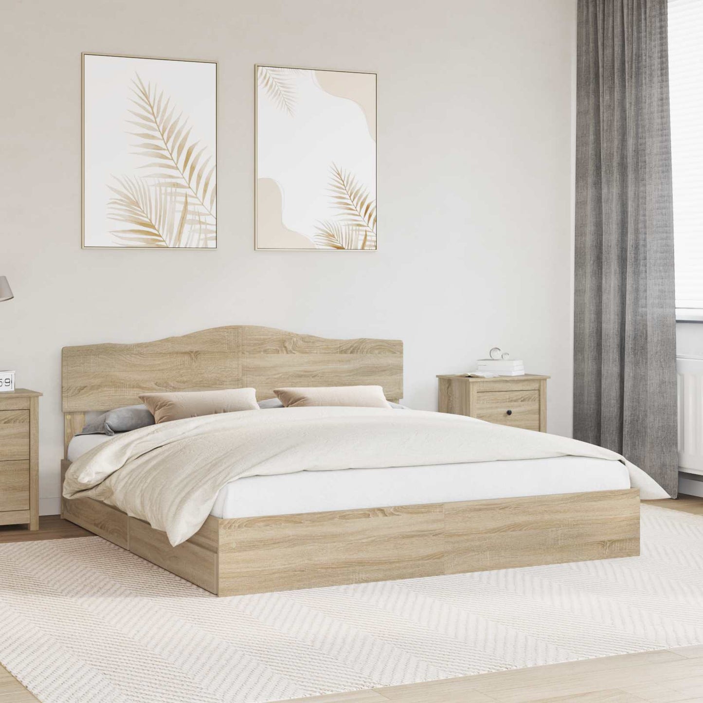 Storage Bed with Drawer Sonoma Oak 180 x 200 cm Engineered Wood