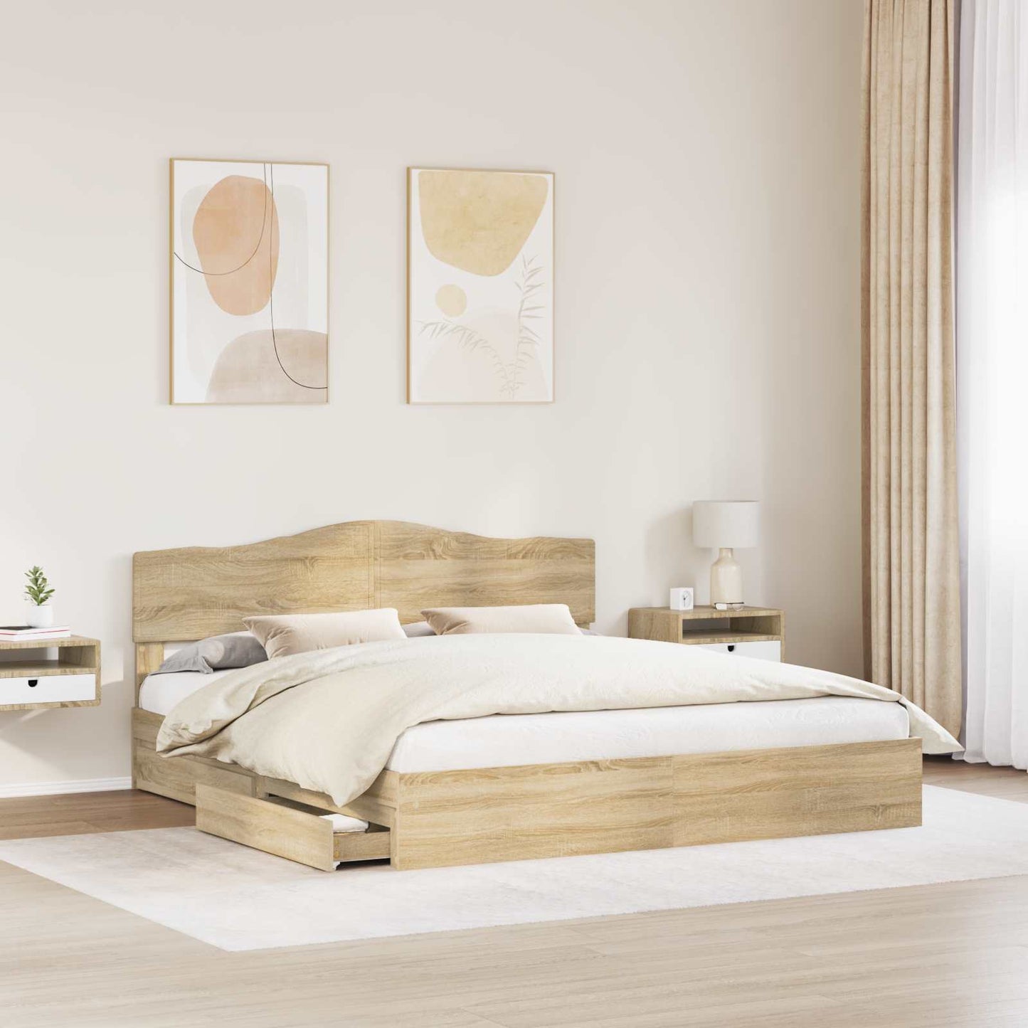 Storage Bed with Drawer Sonoma Oak 180 x 200 cm Engineered Wood