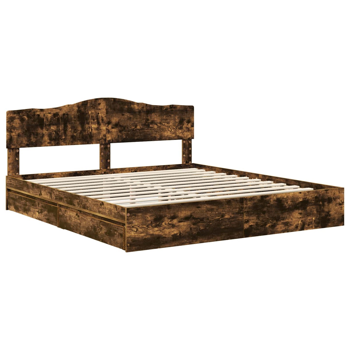 Storage Bed with Drawer Smoked Oak 180 x 200 cm Engineered Wood