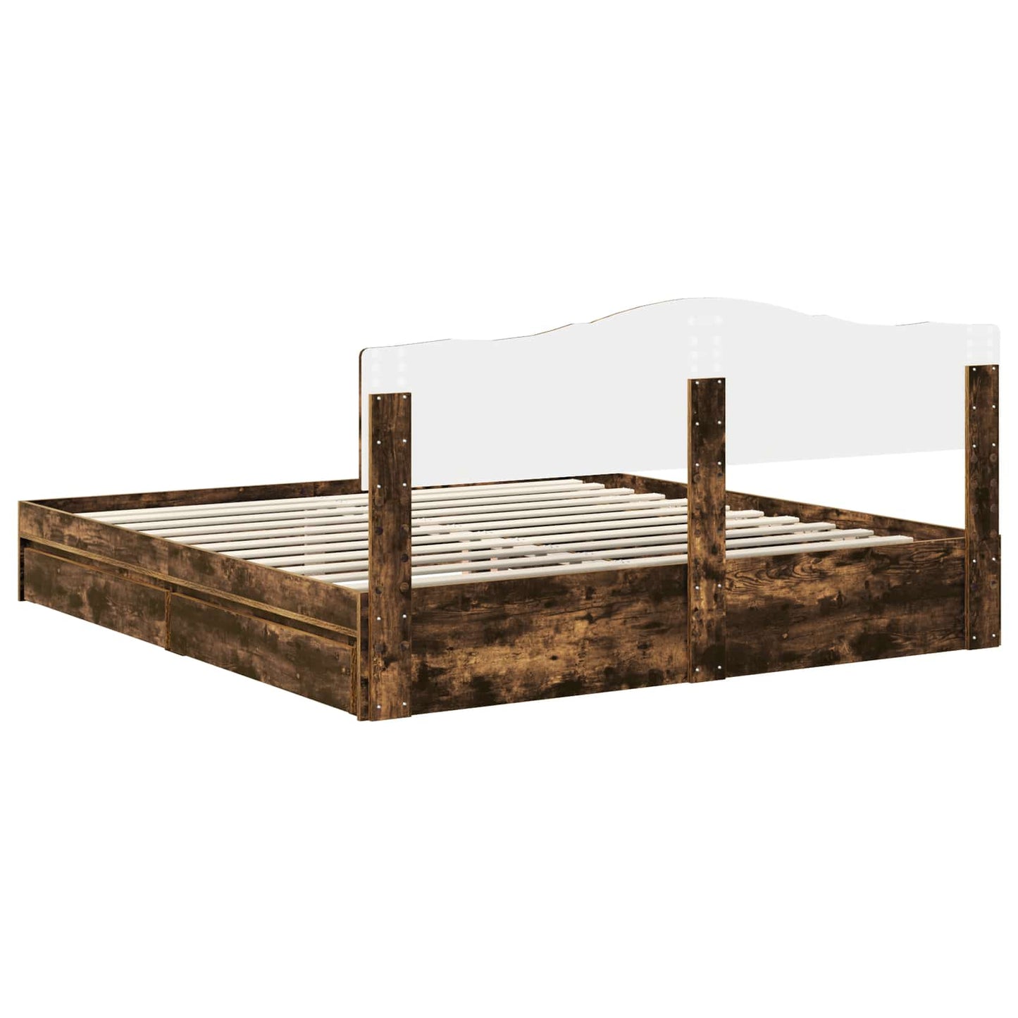 Storage Bed with Drawer Smoked Oak 180 x 200 cm Engineered Wood