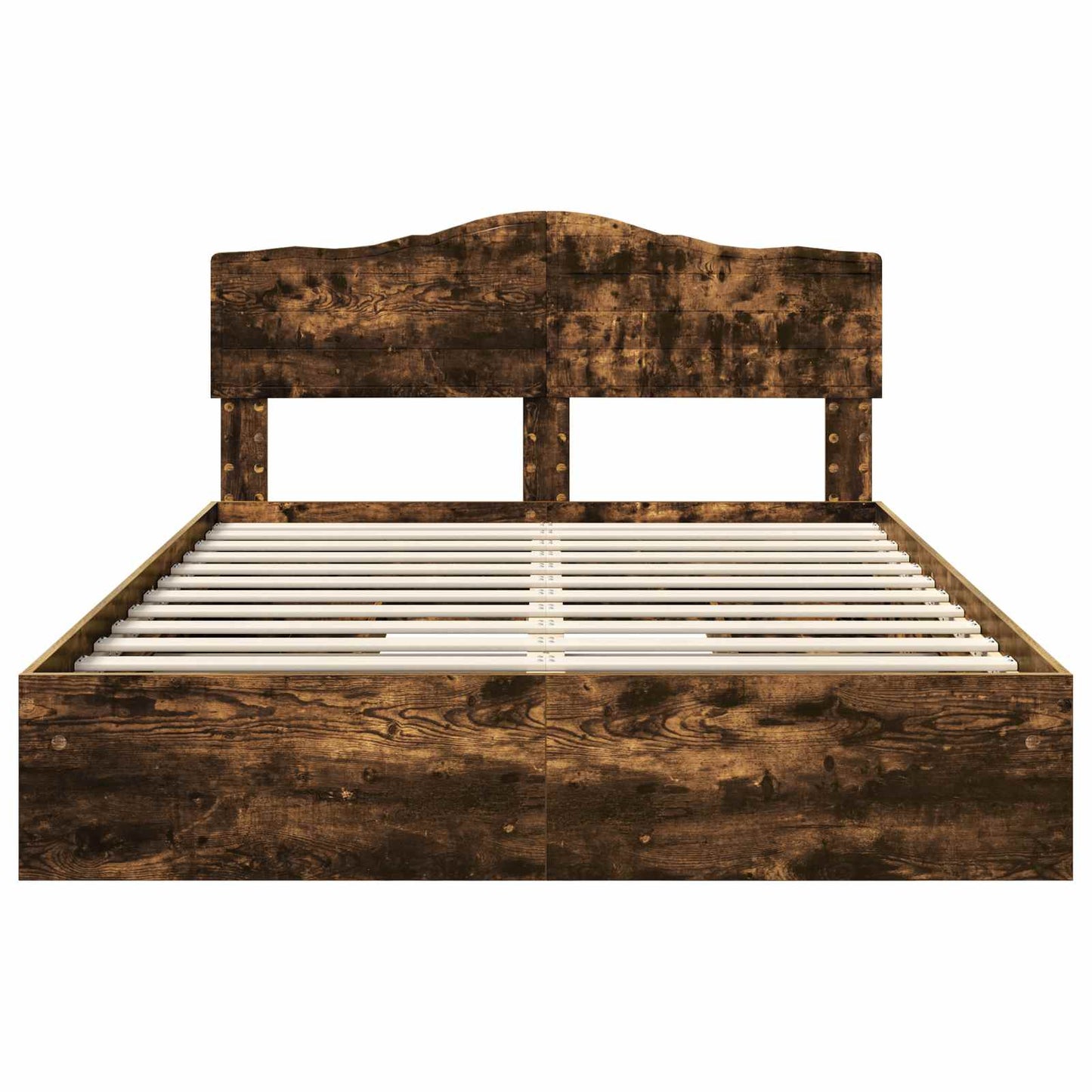 Storage Bed with Drawer Smoked Oak 160 x 200 cm Engineered Wood