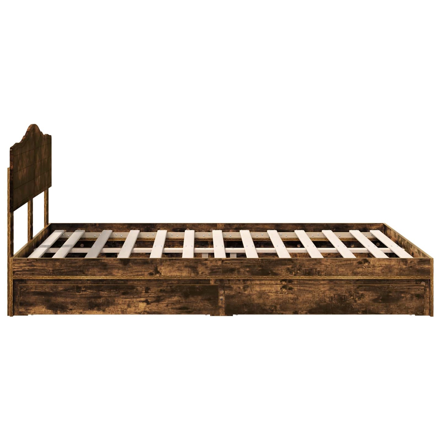 Storage Bed with Drawer Smoked Oak 160 x 200 cm Engineered Wood