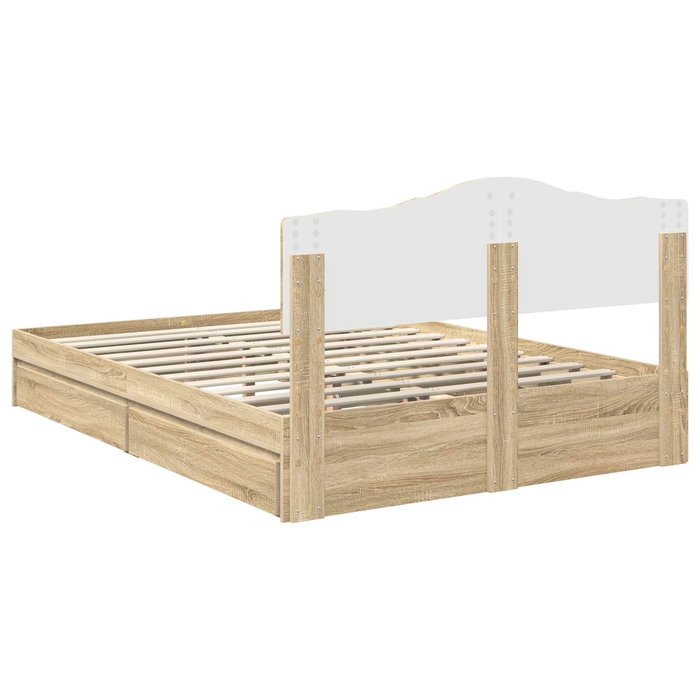 Storage Bed with Drawer Sonoma Oak 150 x 200 cm Engineered Wood