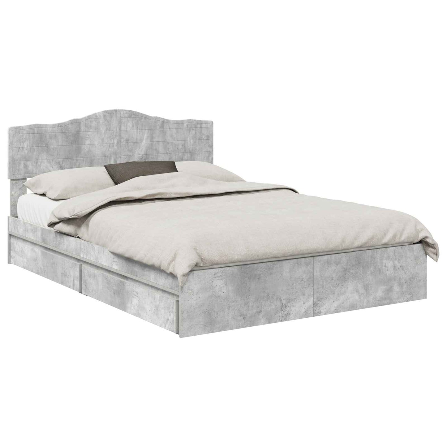 Storage Bed Concrete Grey 150 x 200 cm Engineered Wood