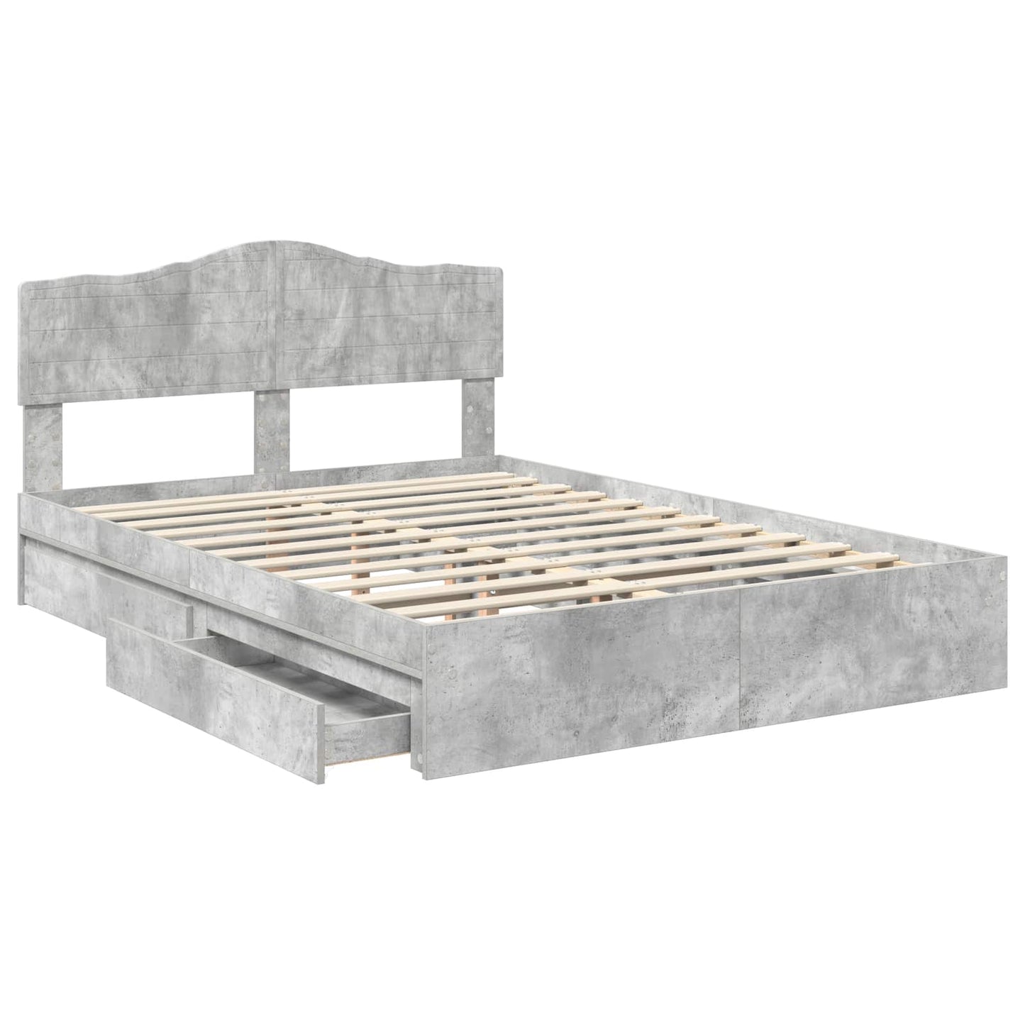 Storage Bed Concrete Grey 150 x 200 cm Engineered Wood
