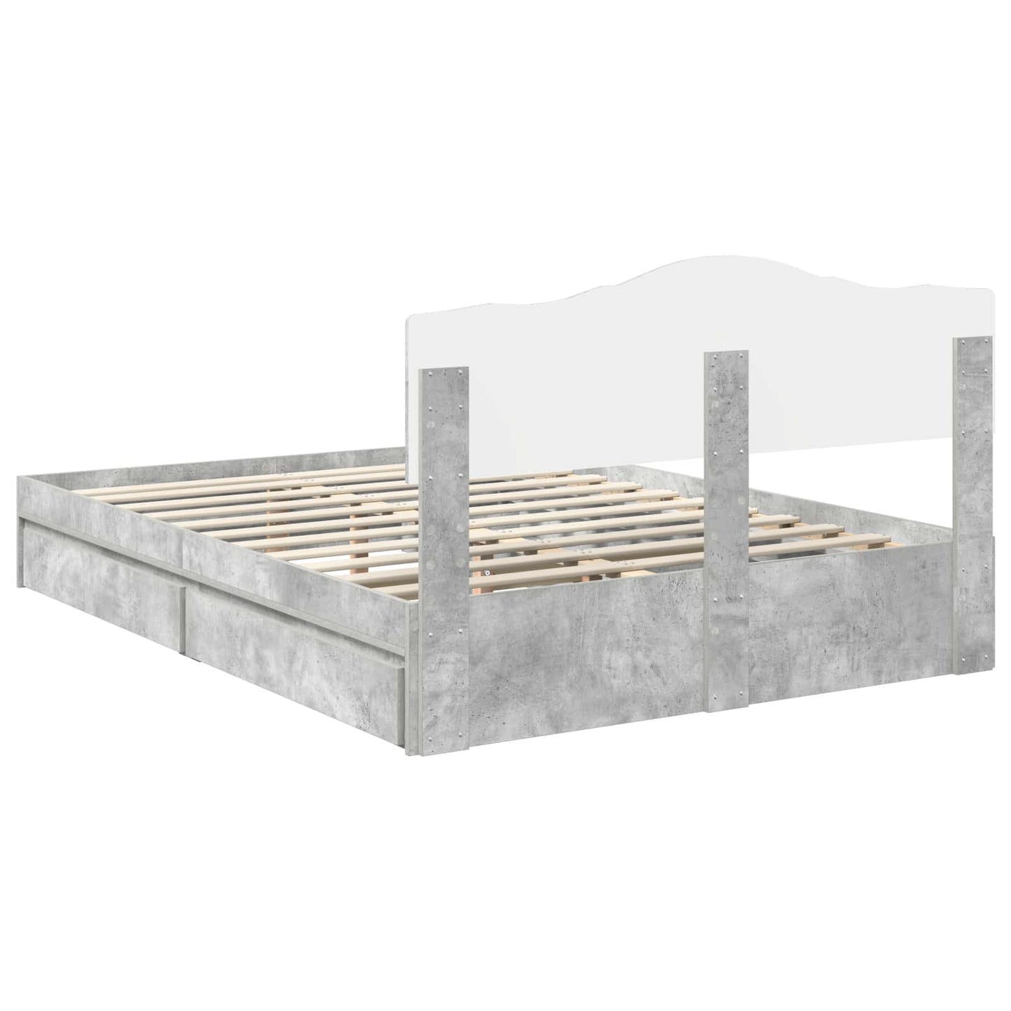 Storage Bed Concrete Grey 150 x 200 cm Engineered Wood