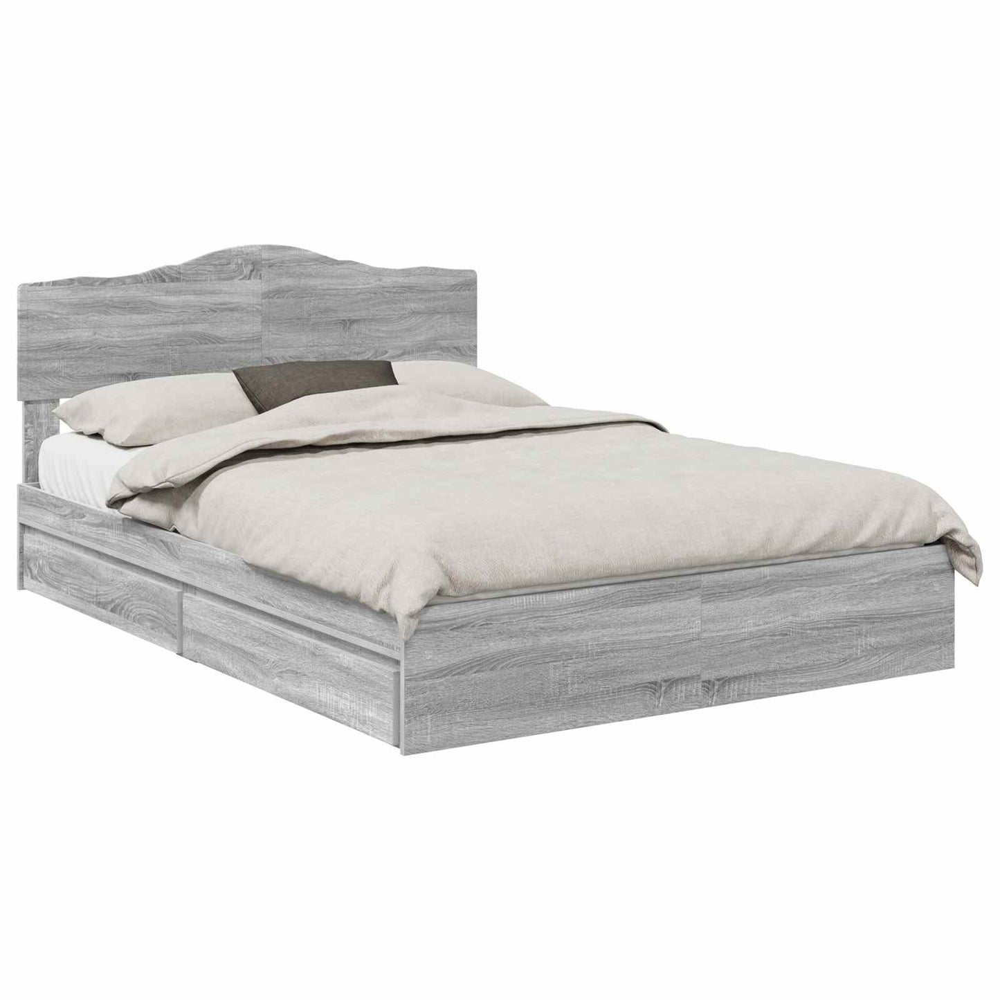Storage Bed Grey Sonoma 140 x 200 cm Engineered Wood