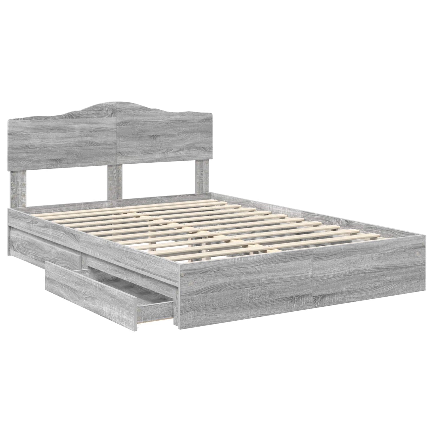Storage Bed Grey Sonoma 140 x 200 cm Engineered Wood