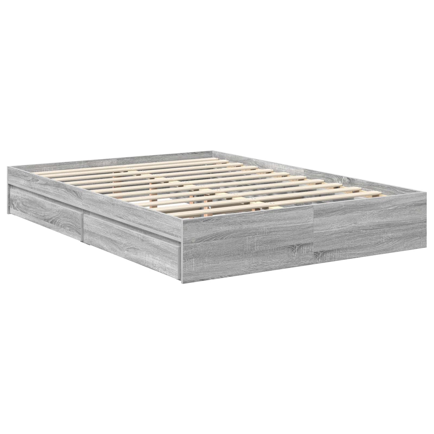 Storage Bed Grey Sonoma 140 x 200 cm Engineered Wood