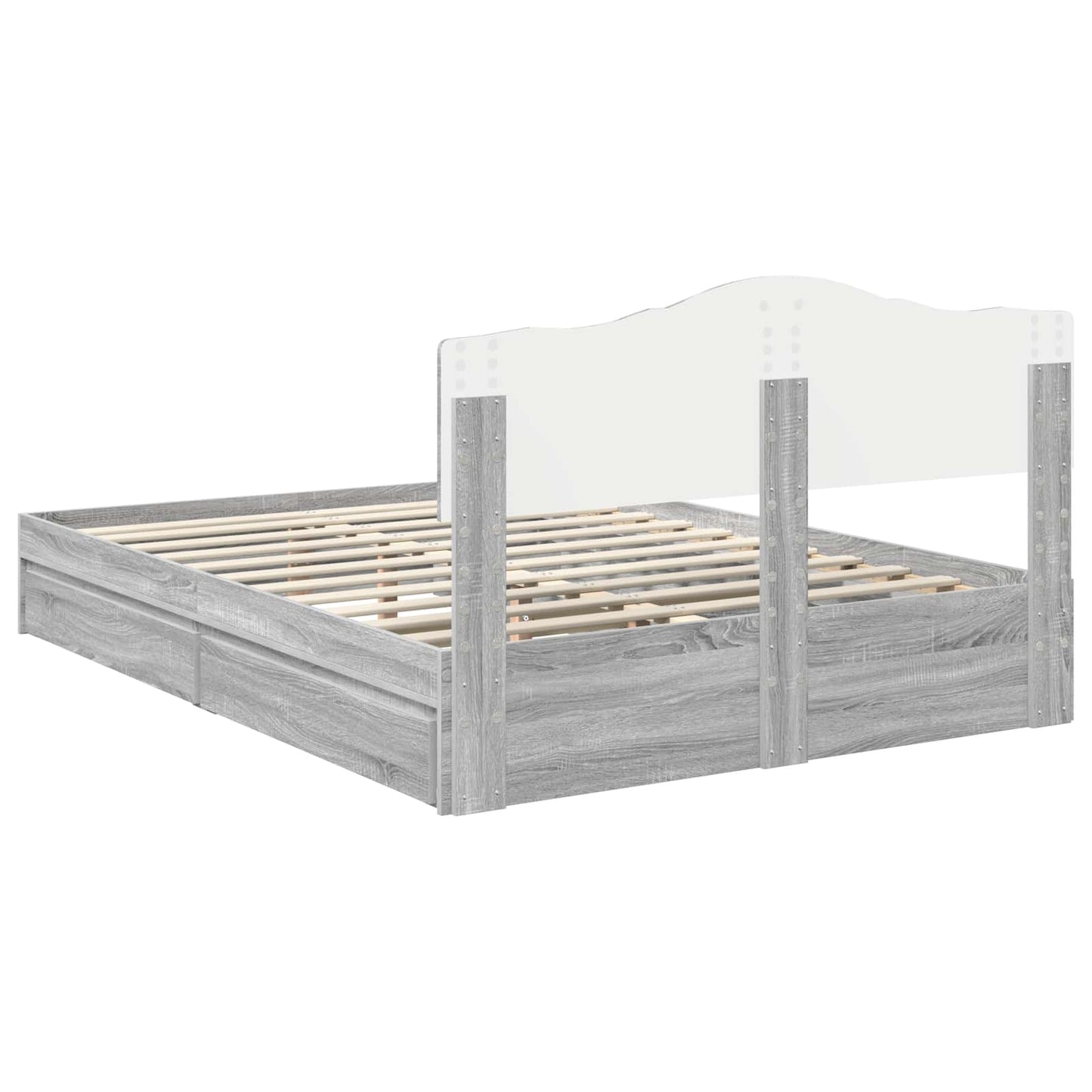 Storage Bed Grey Sonoma 140 x 200 cm Engineered Wood
