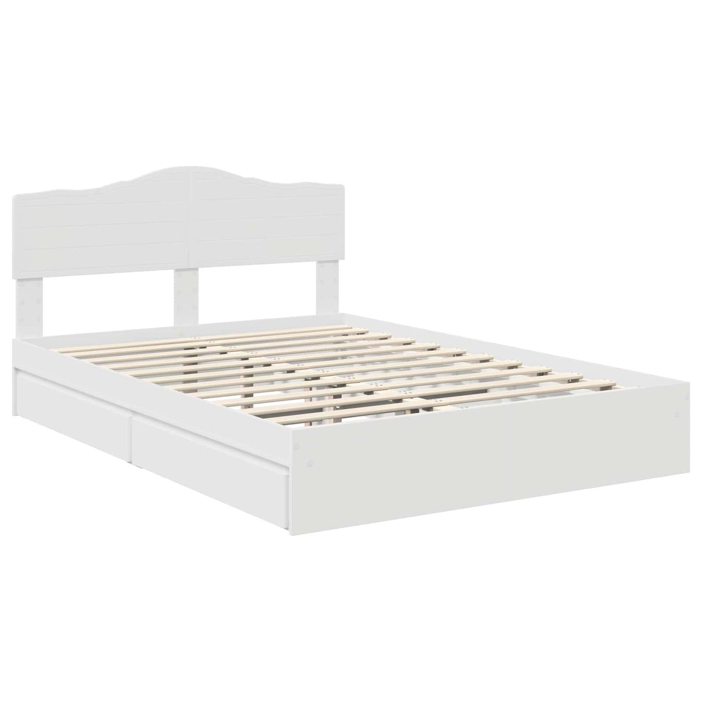 Storage Bed with Headboard White 140 x 190 cm Engineered Wood
