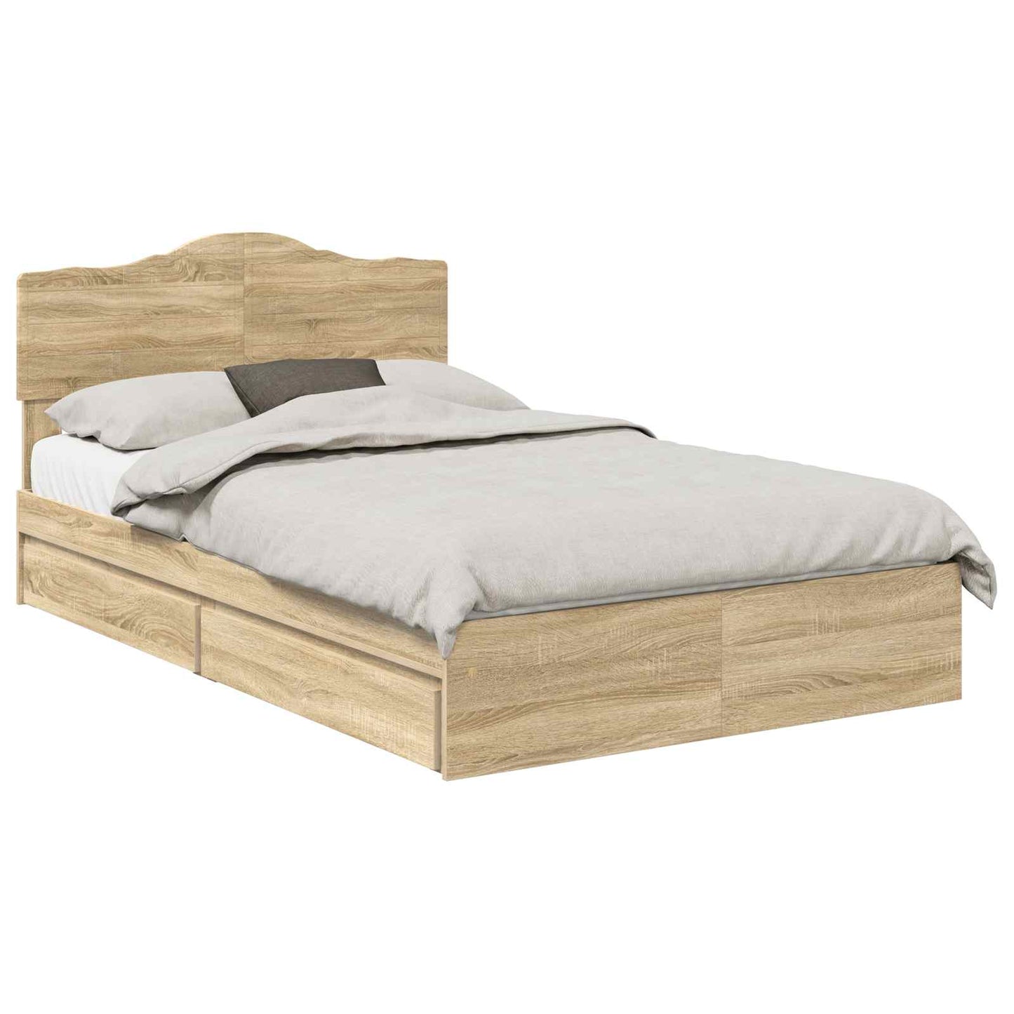 Storage Bed with Drawer Sonoma Oak 135 x 190 cm Engineered Wood