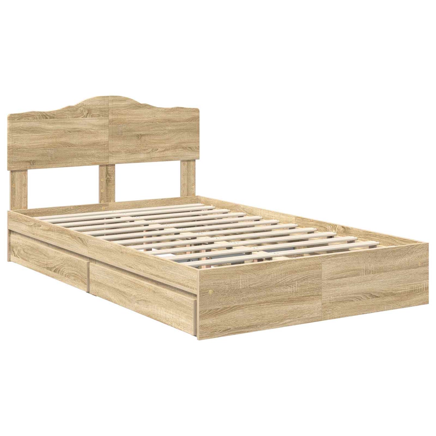 Storage Bed with Drawer Sonoma Oak 135 x 190 cm Engineered Wood