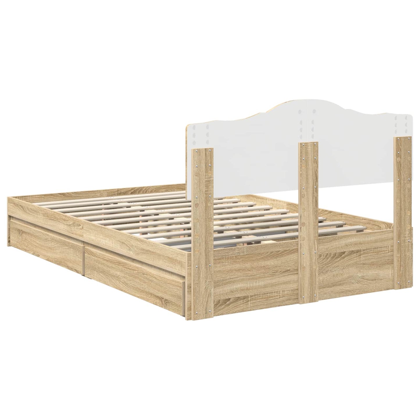 Storage Bed with Drawer Sonoma Oak 135 x 190 cm Engineered Wood