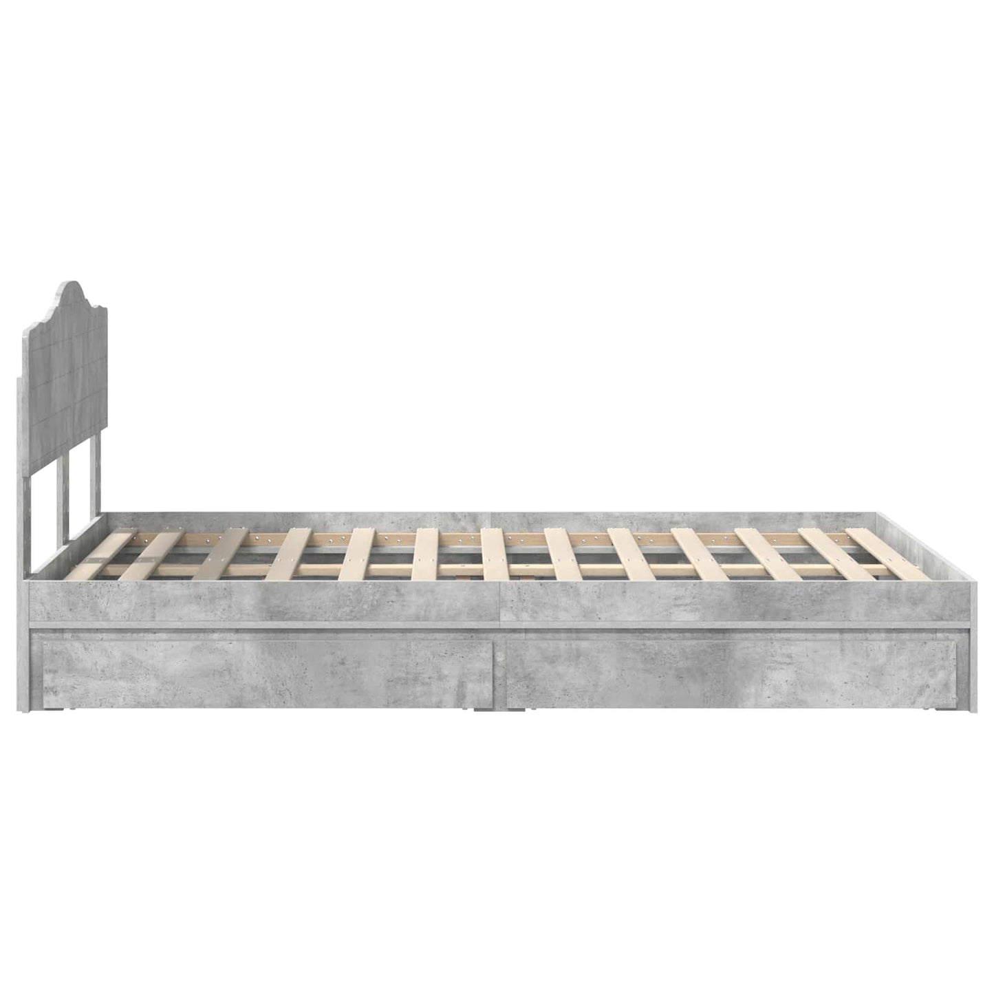 Storage Bed Concrete Grey 135 x 190 cm Engineered Wood