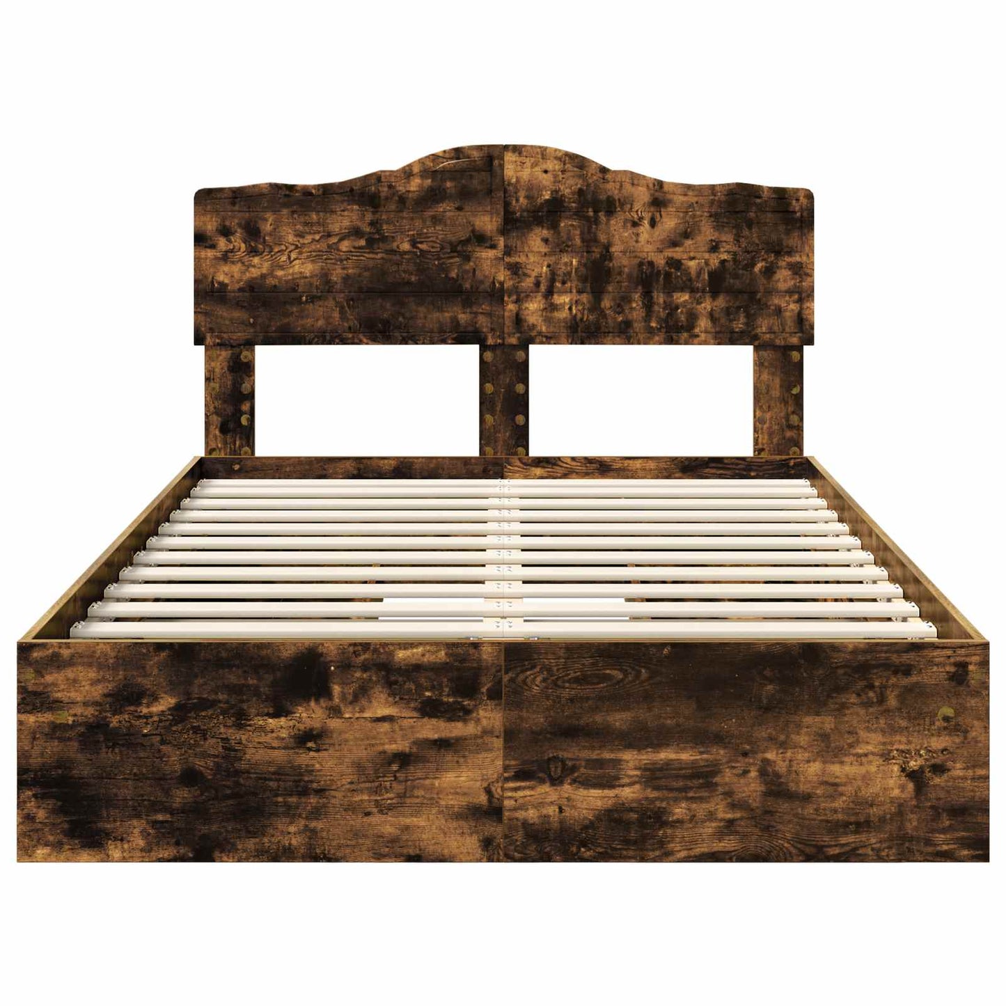 Storage Bed with Drawer Smoked Oak 135 x 190 cm Engineered Wood