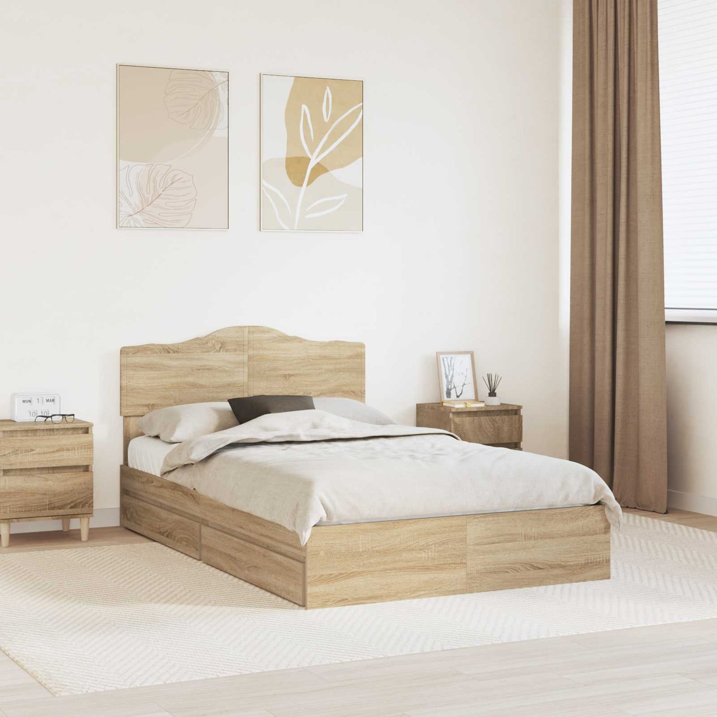 Storage Bed with Drawer Sonoma Oak 120 x 200 cm Engineered Wood